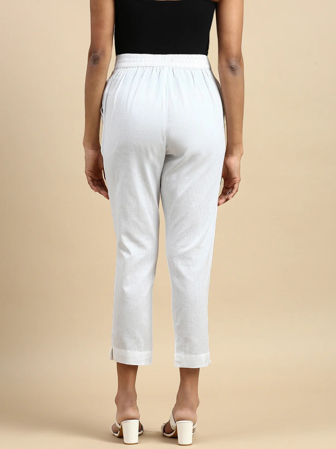 Women White Casual Pants - Image 4