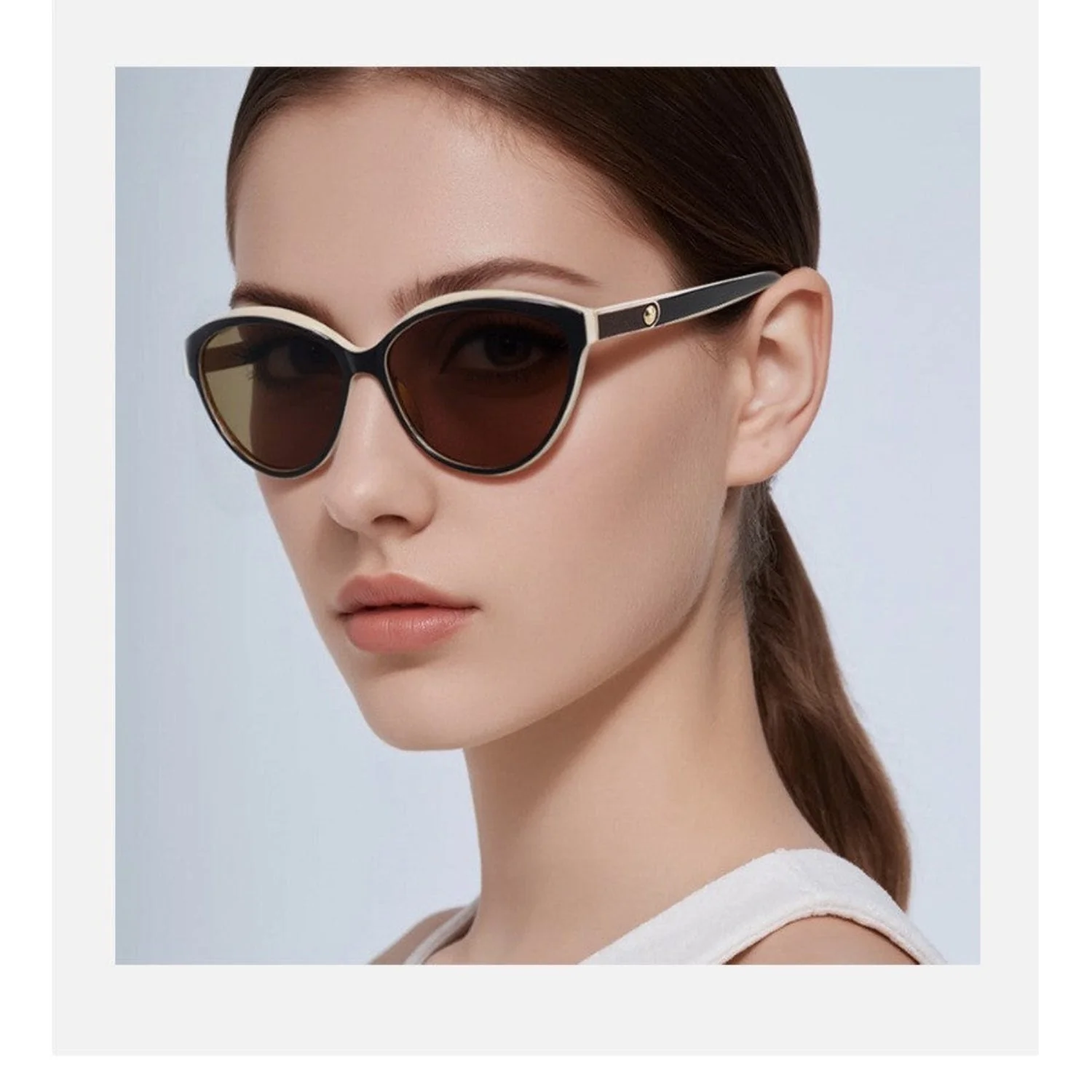 Women White Cat Eye Sunglasses - Image 2