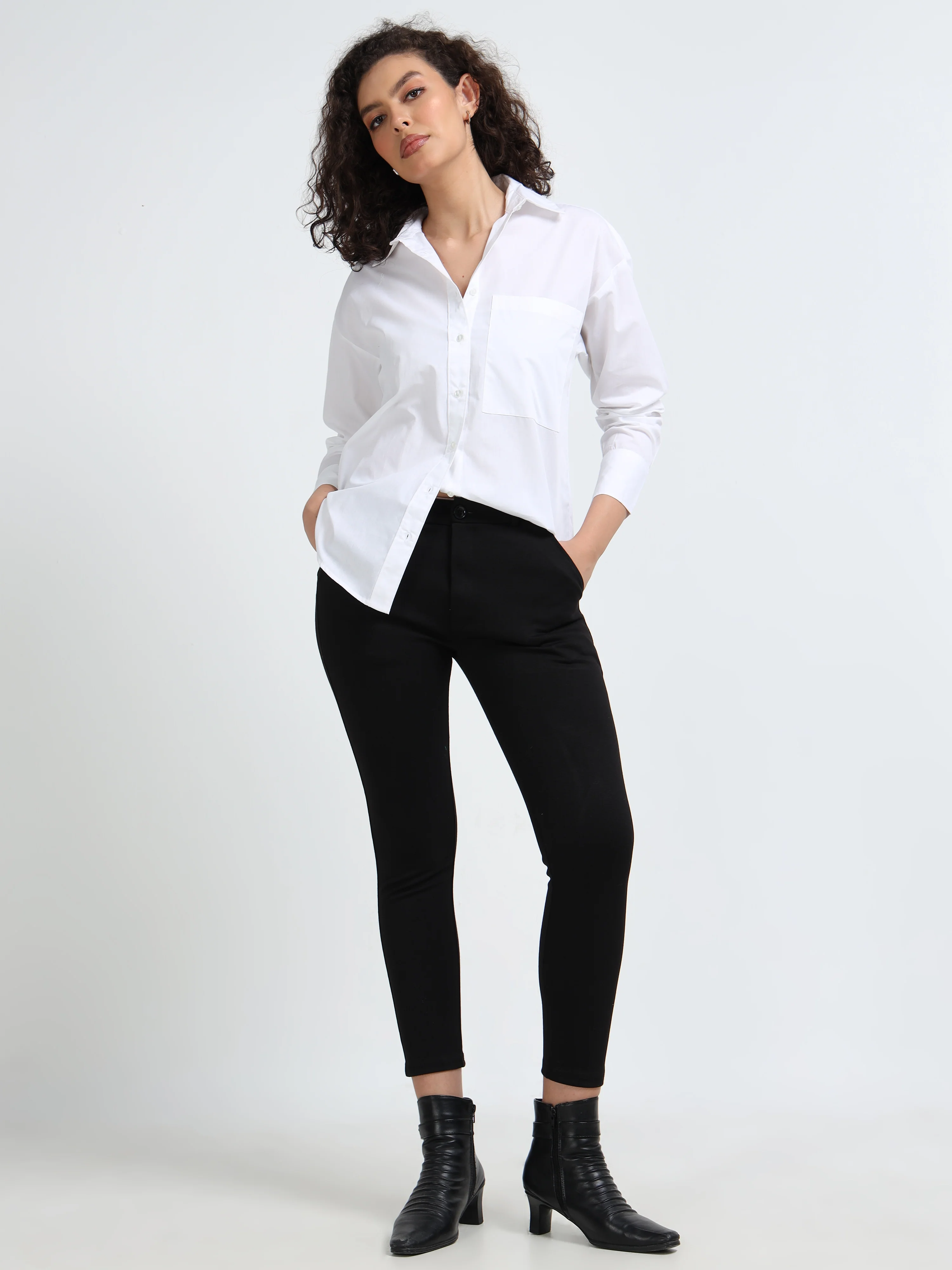 Women White Classic Button Shirt - Image 2