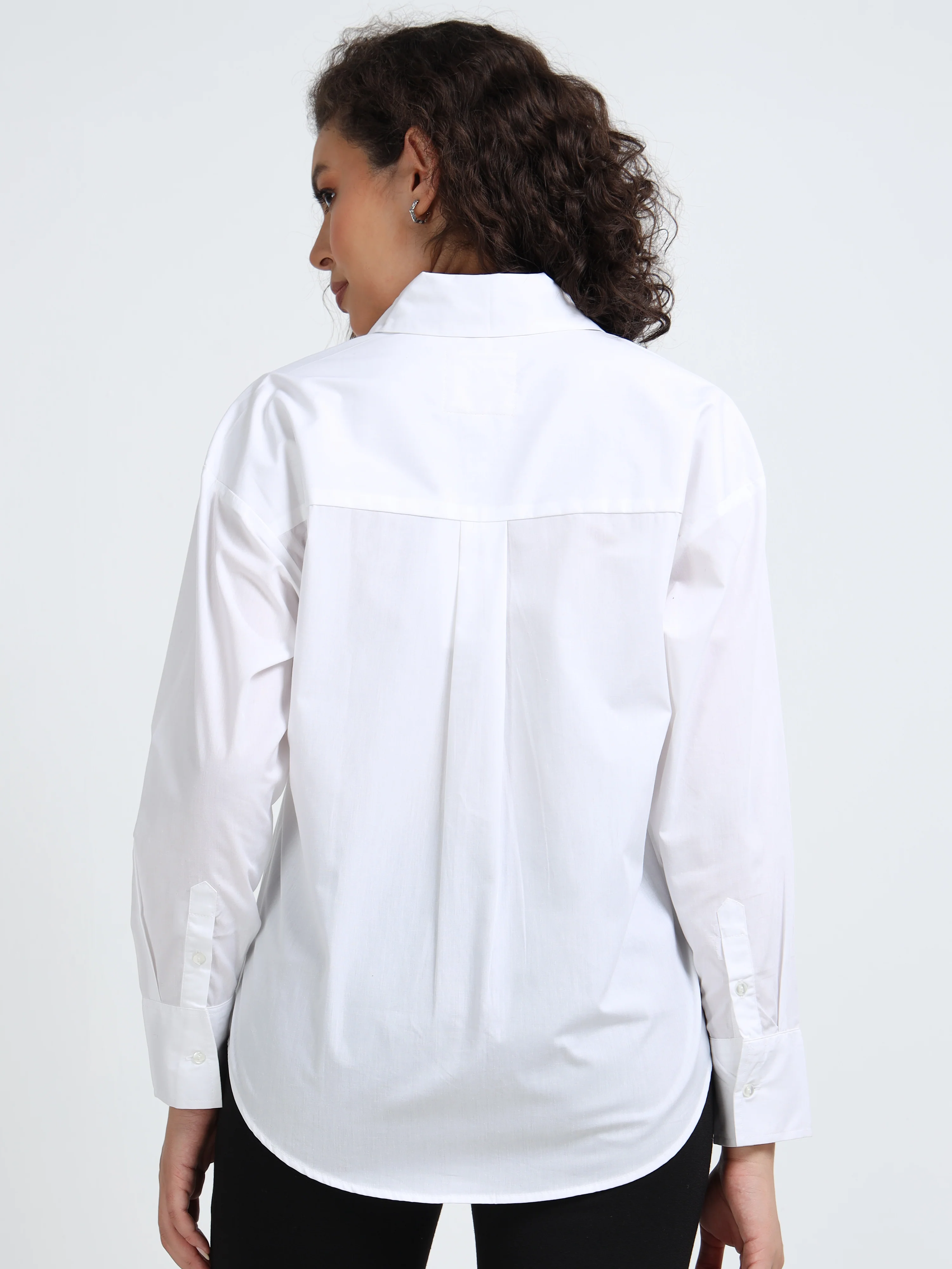 Women White Classic Button Shirt - Image 3