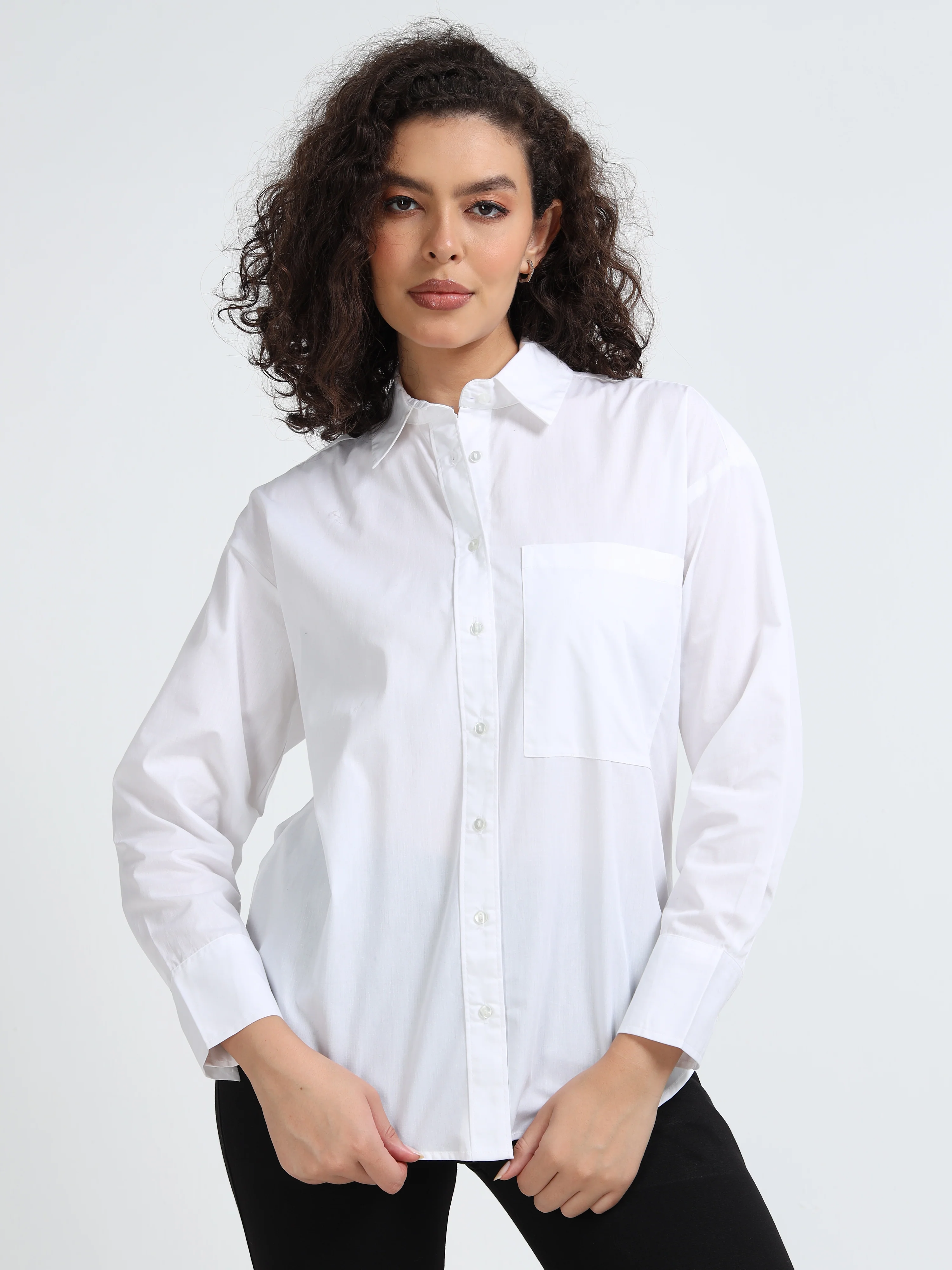 Women White Classic Button Shirt - Image 4