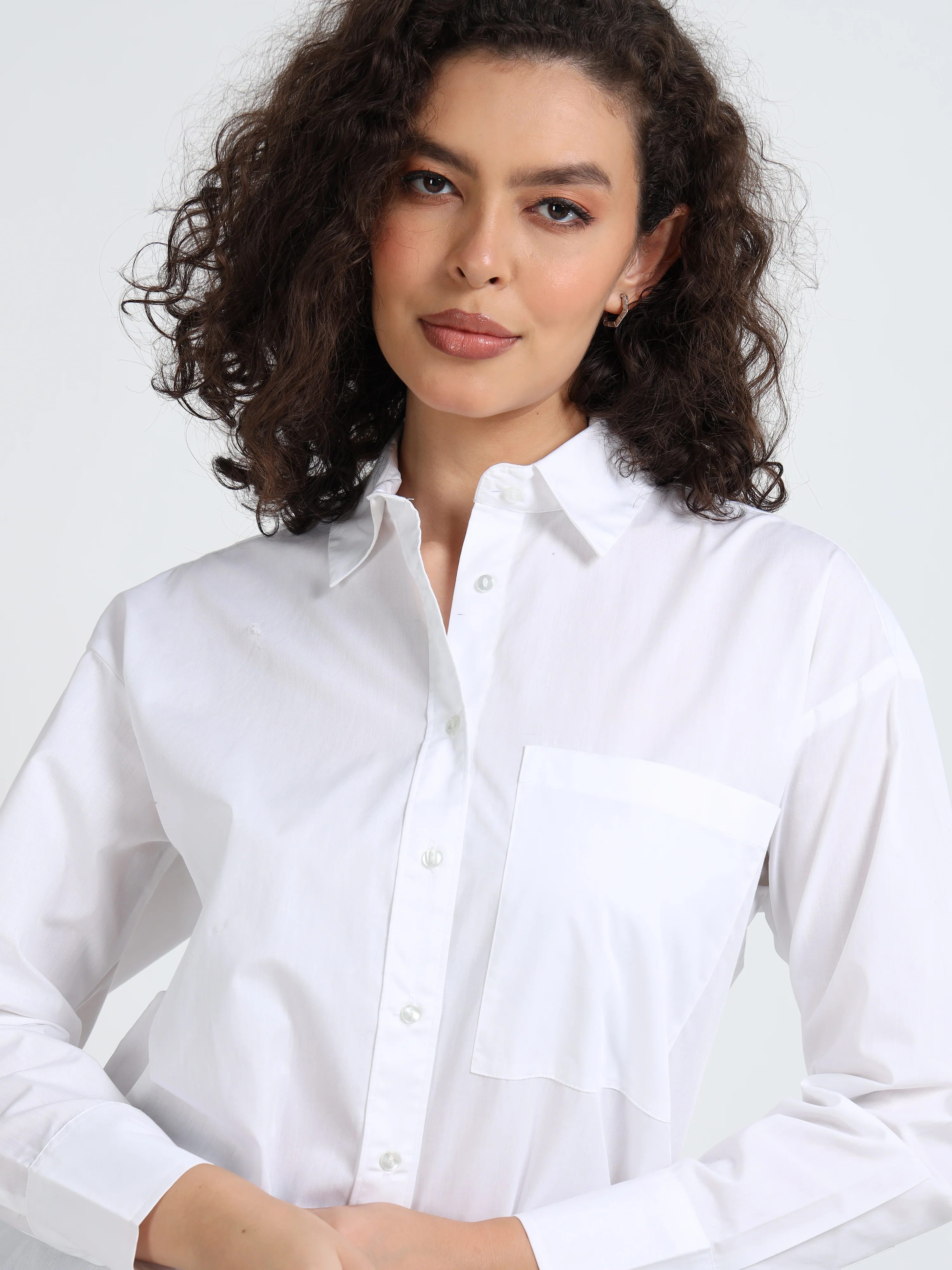 Women White Classic Button Shirt - Image 6