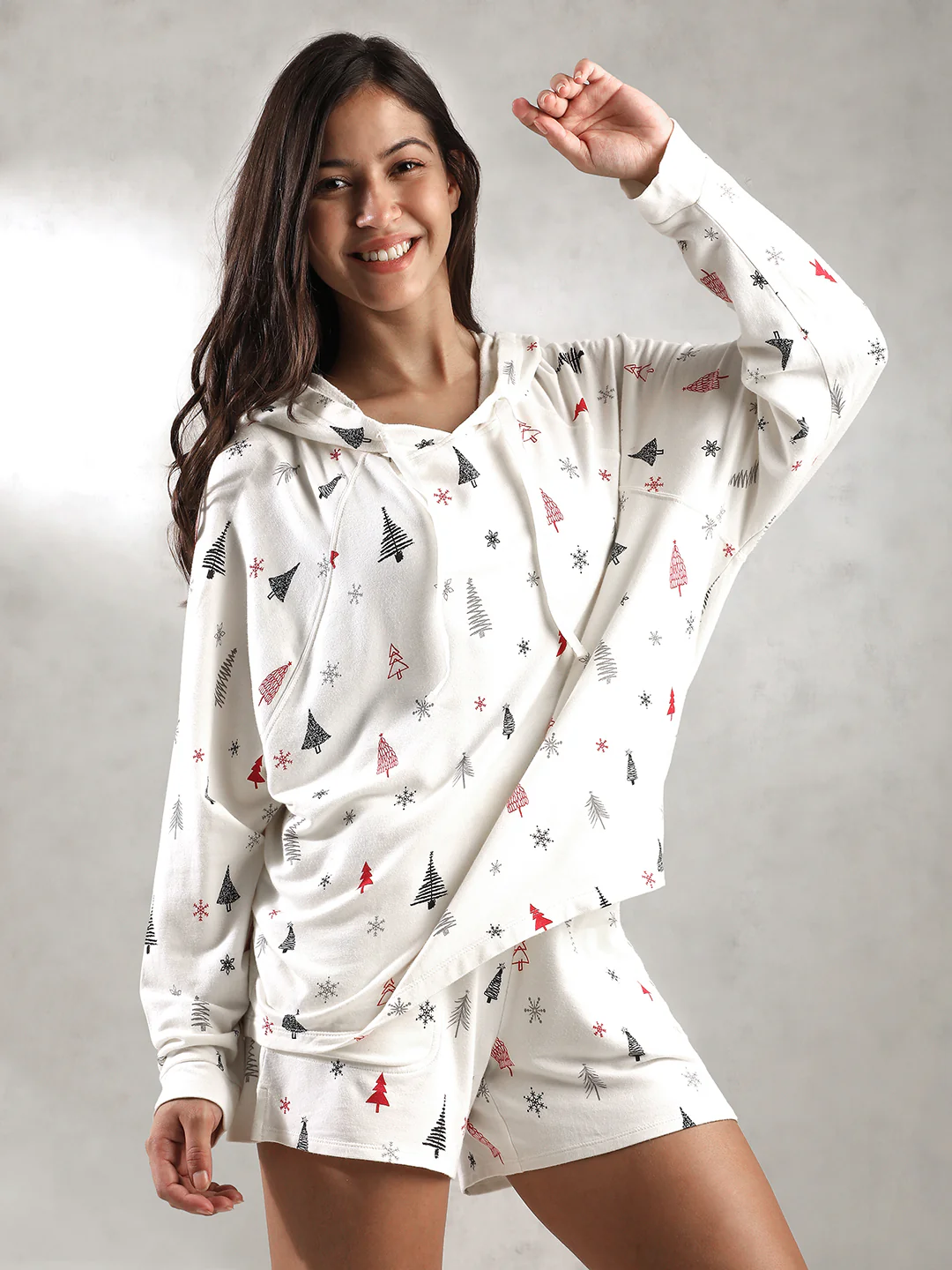 Women White Christmas Theme Hoodie - Image 2