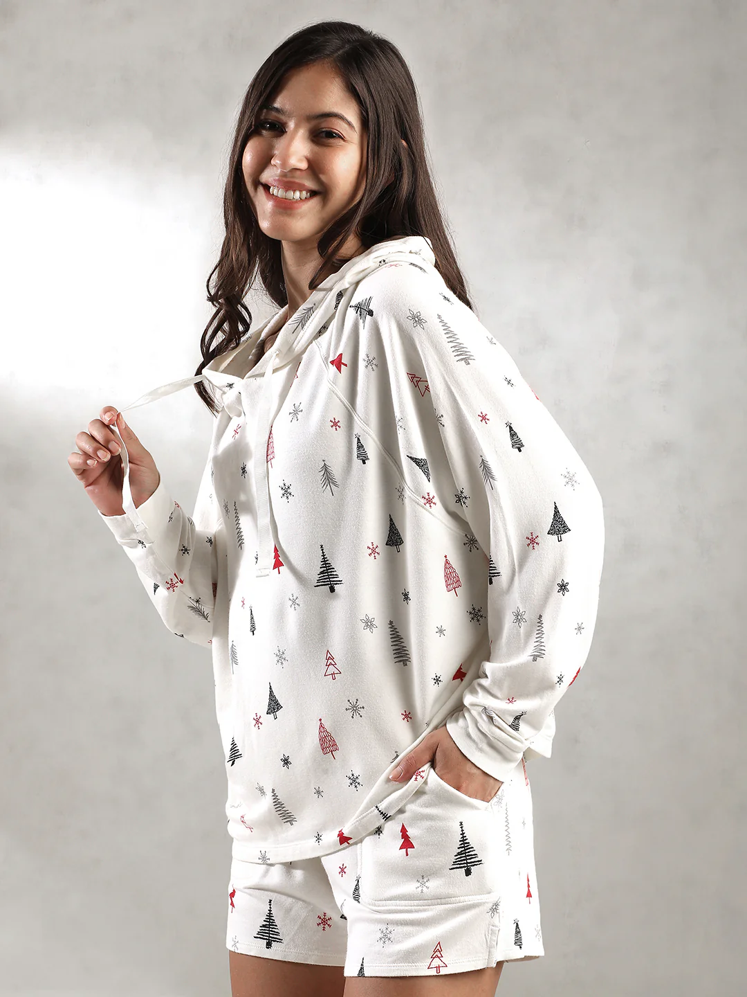 Women White Christmas Theme Hoodie - Image 4