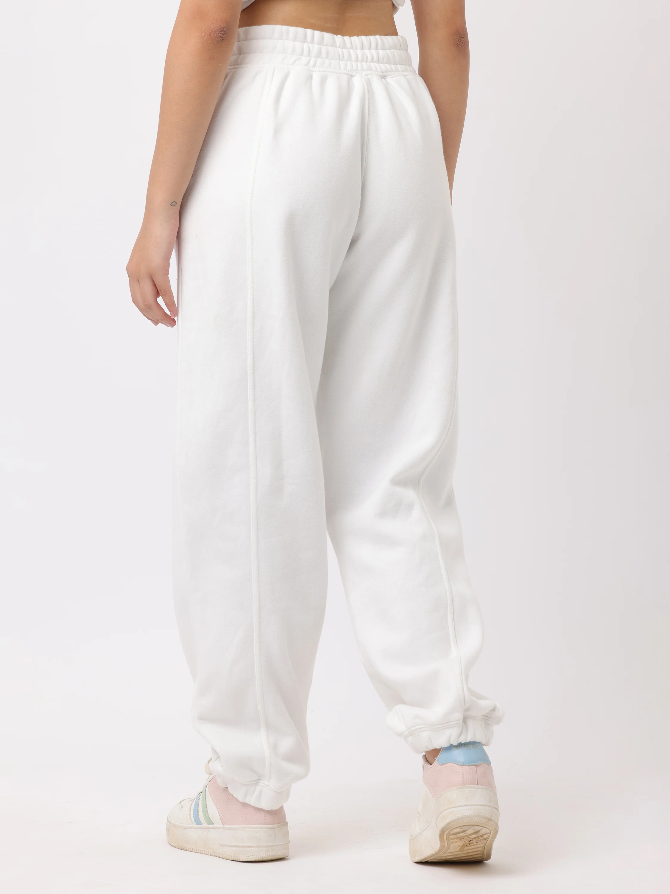 Women White Comfort Fit Joggers - Image 3