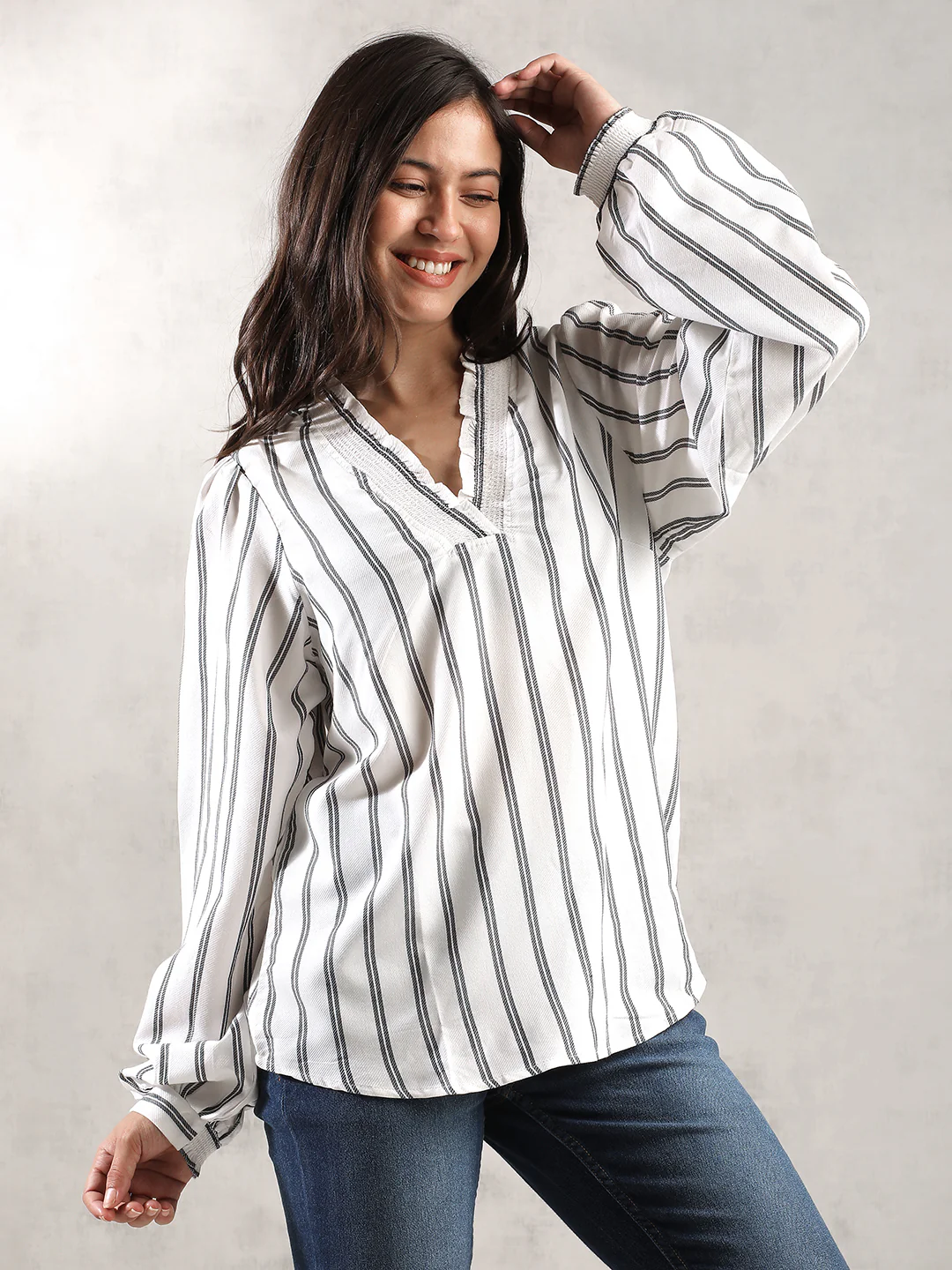 Women White Comfort Fit Top - Image 2