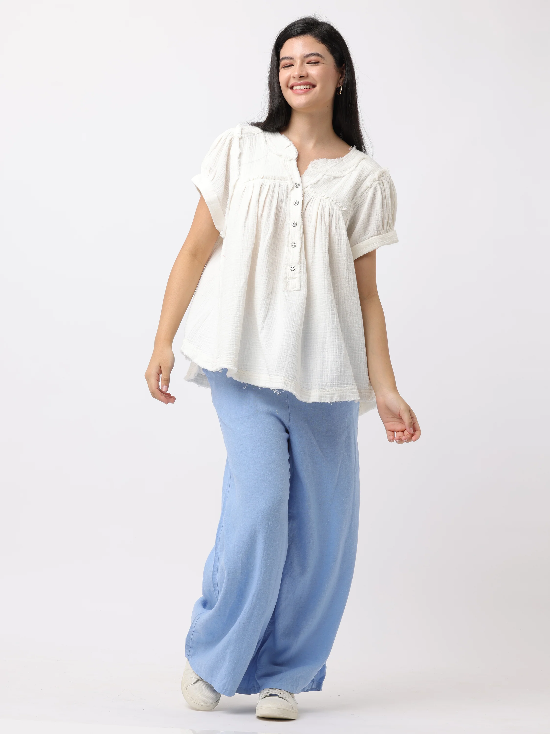 Women White Comfort Fit Tops - Image 2