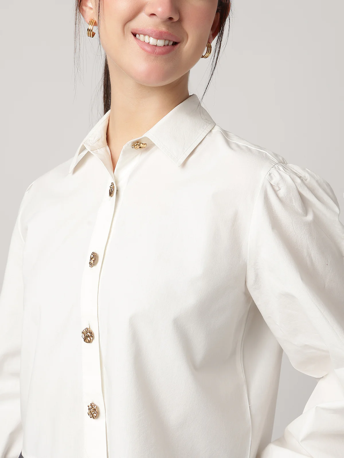 Women White Cotton Shirt - Image 6