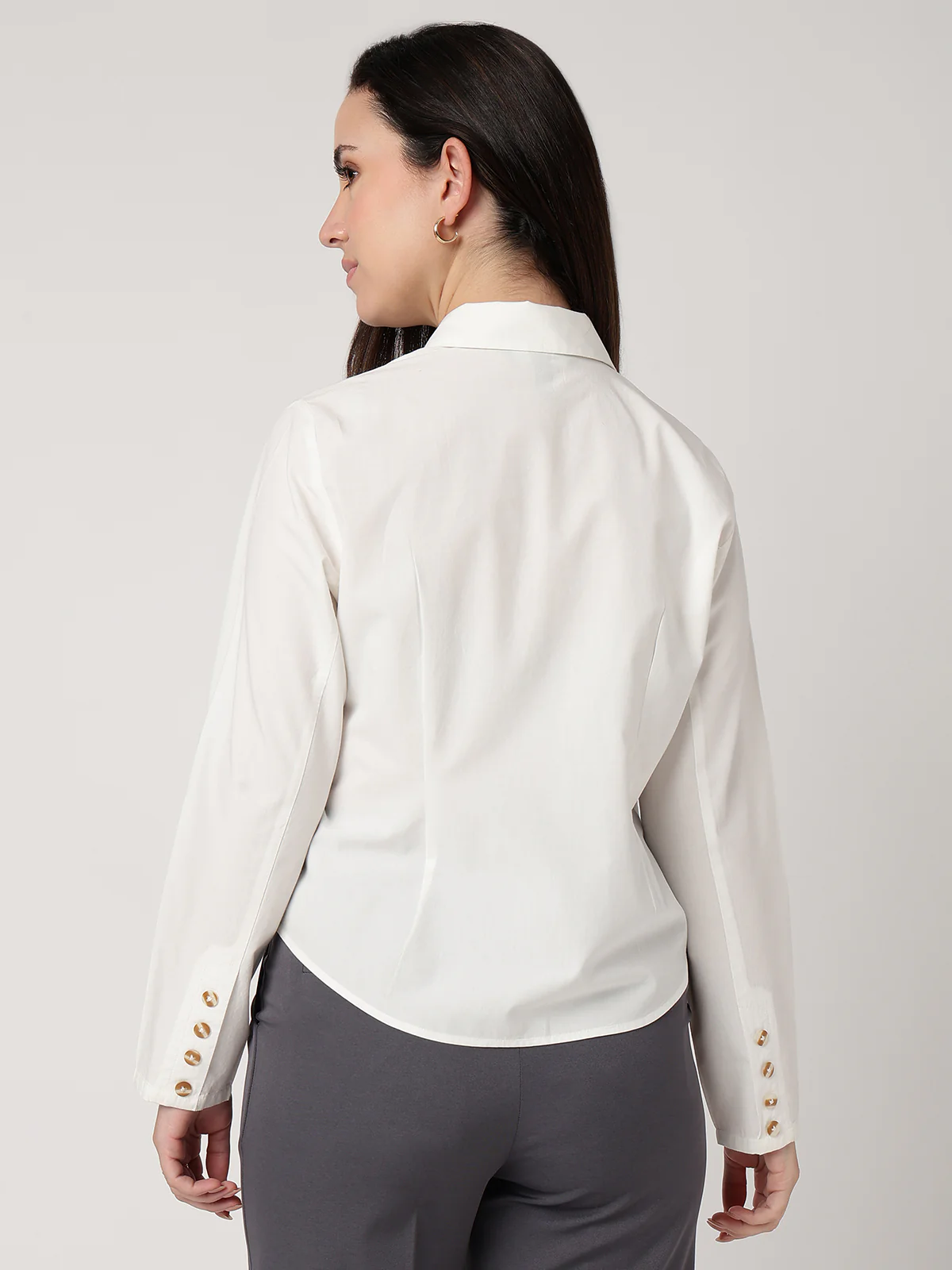 Women White Cotton Shirt - Image 2