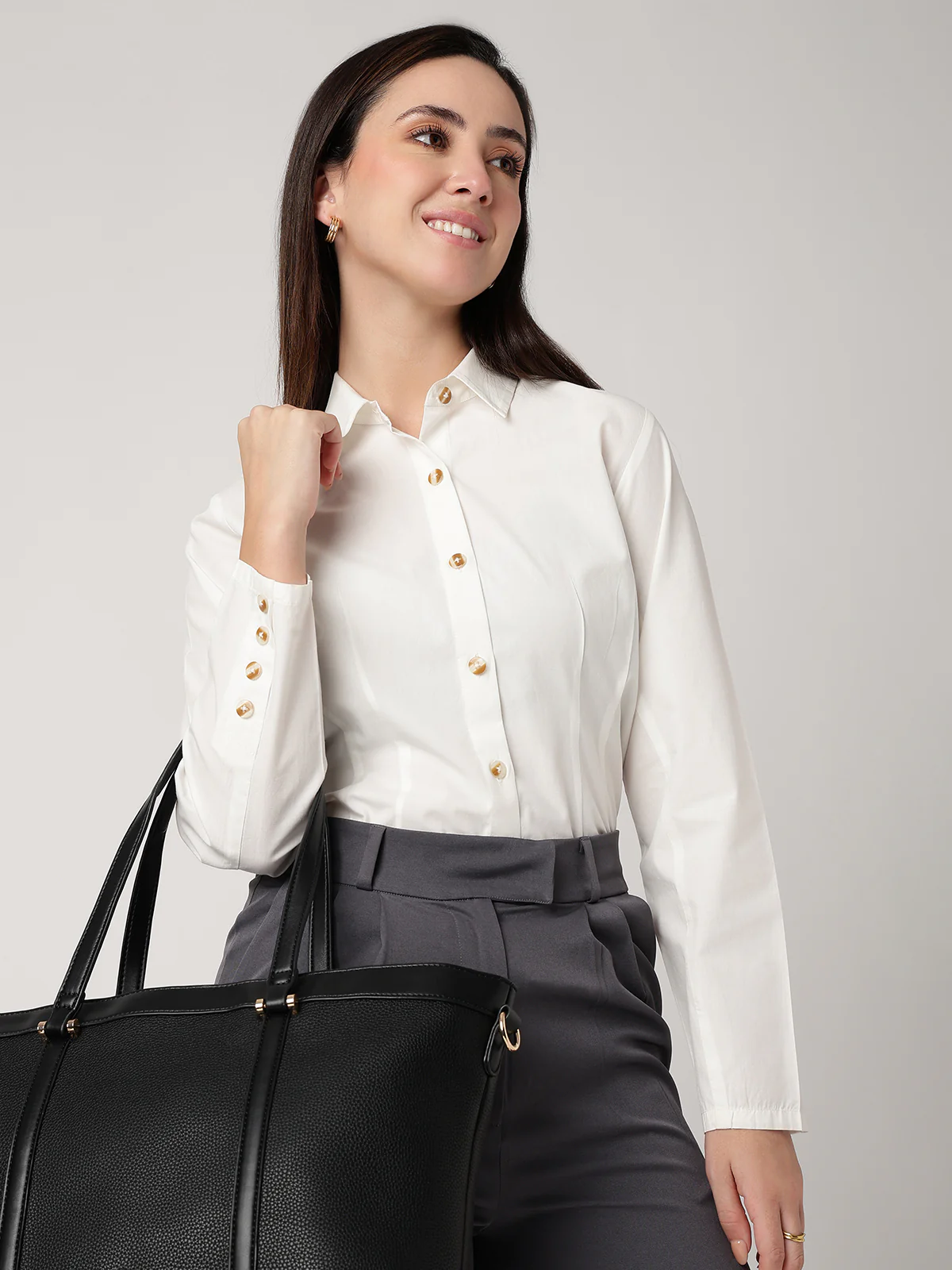 Women White Cotton Shirt - Image 5