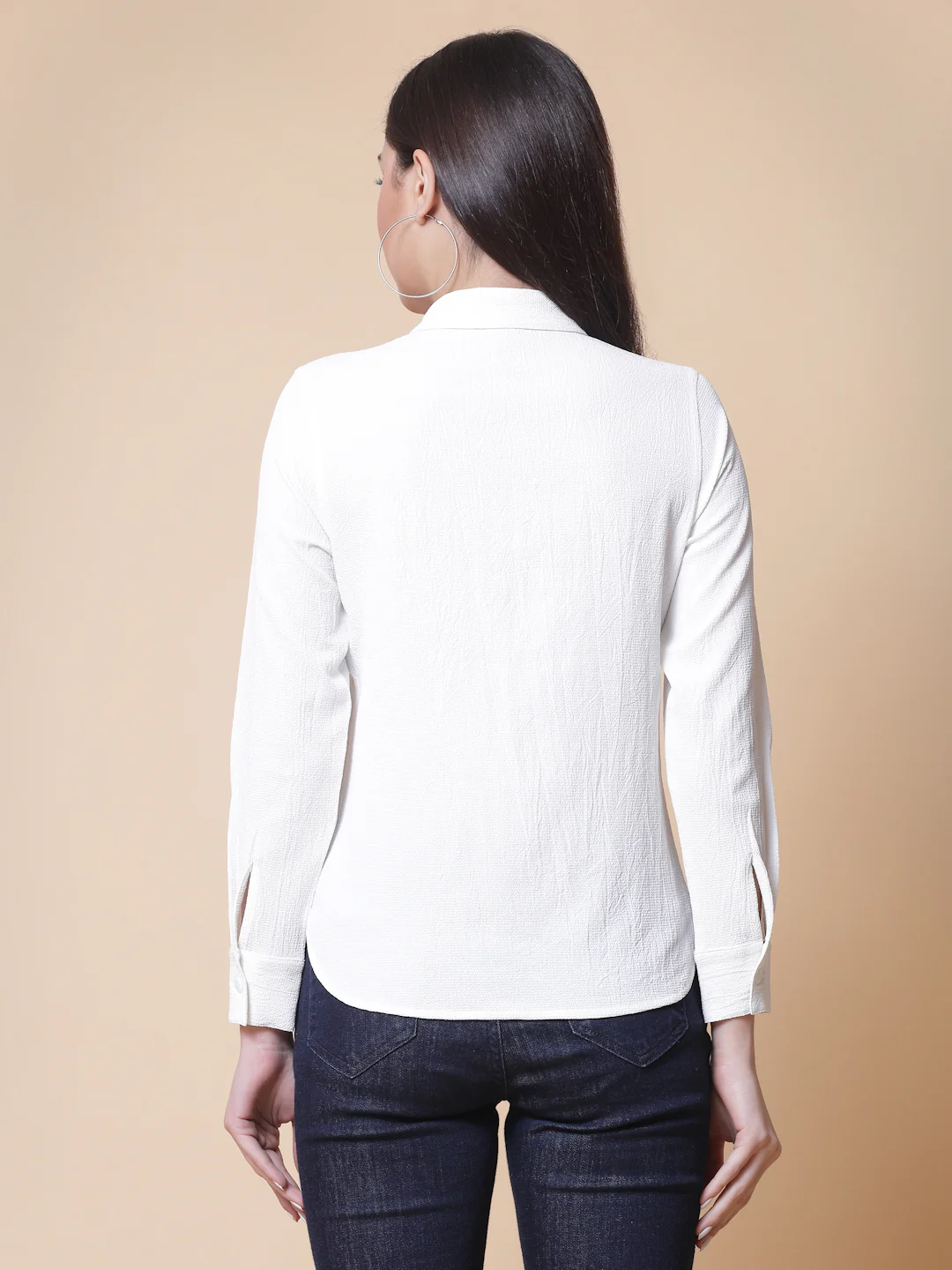 Women White Crepe Odour Free Shirt - Image 2