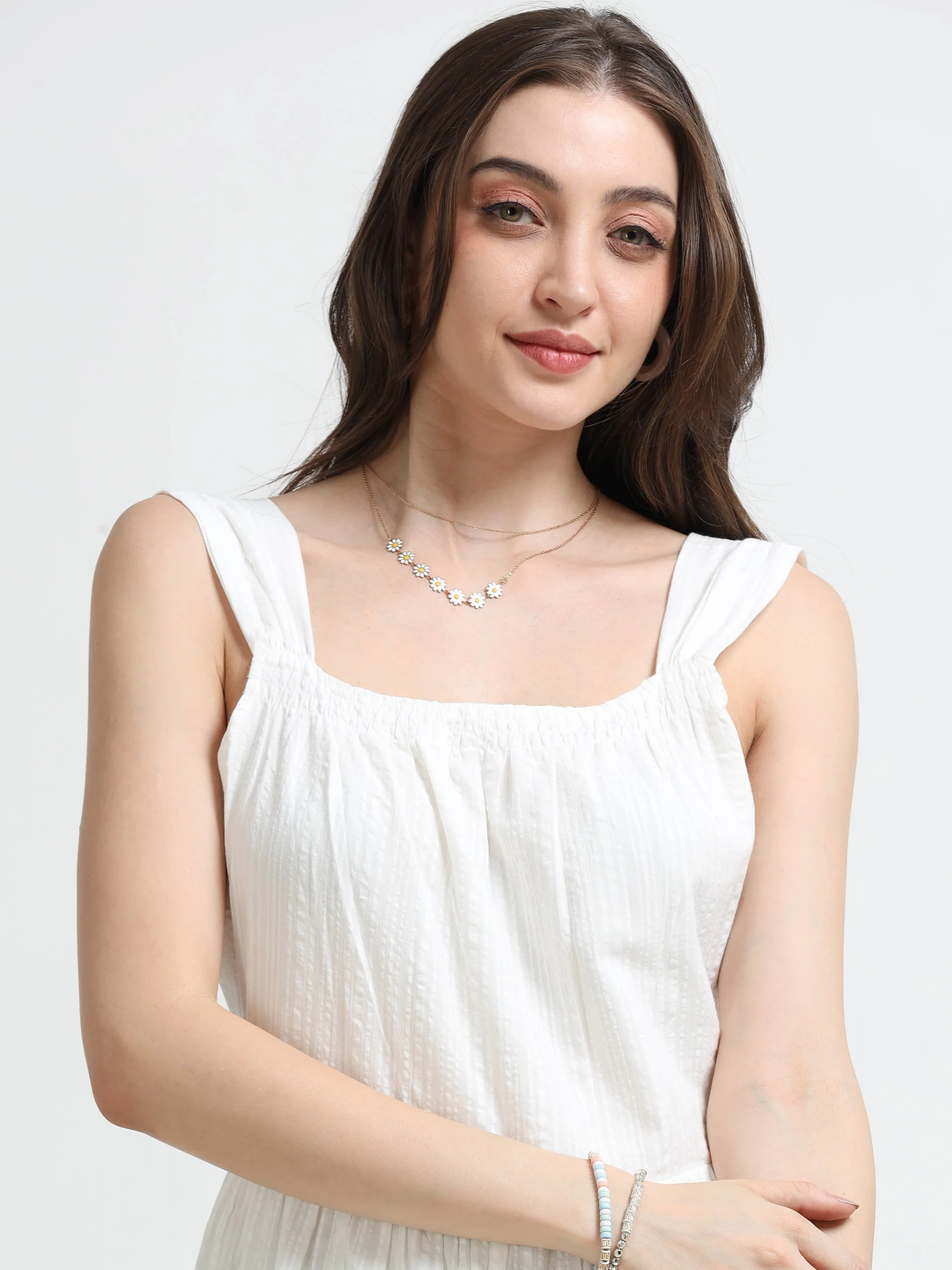 Women White Deep Back Summer Dress - Image 3