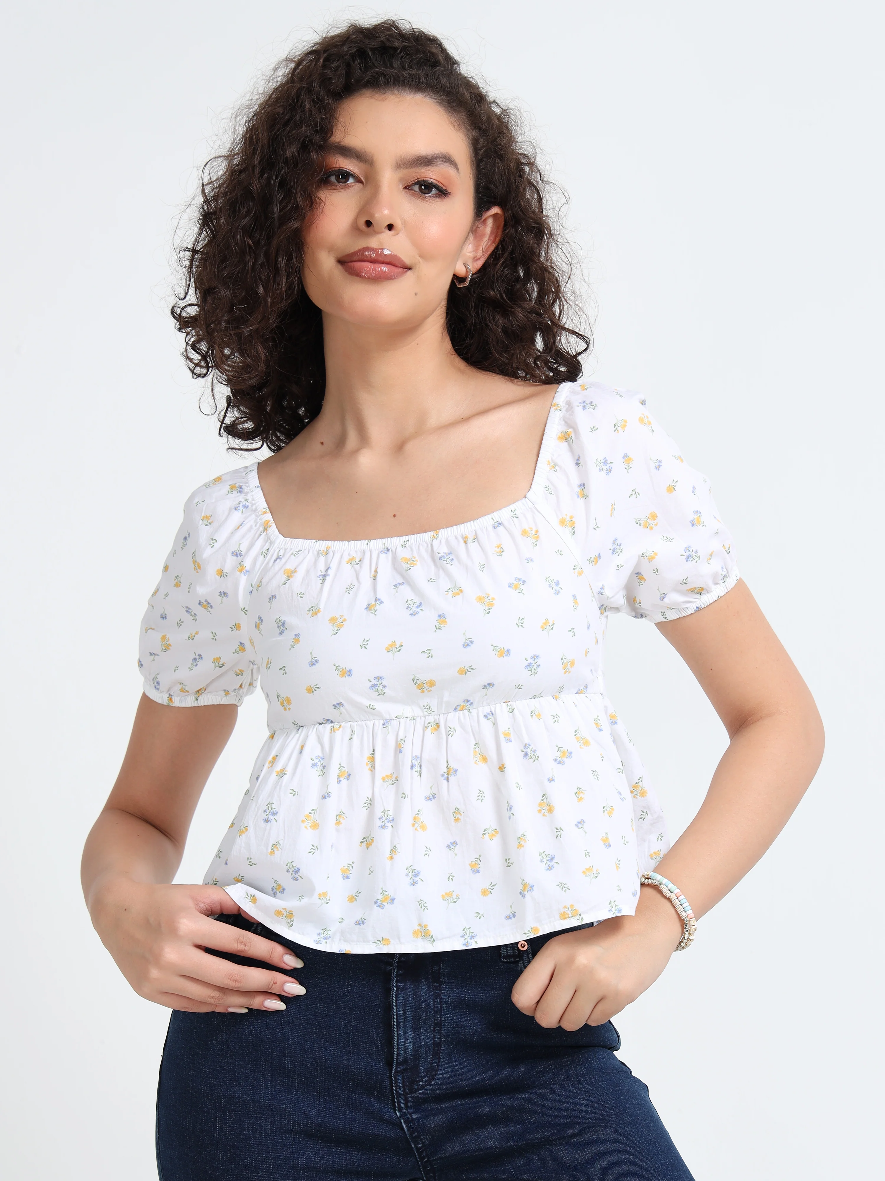 Women Ditsy Printed Crop Top - Image 6