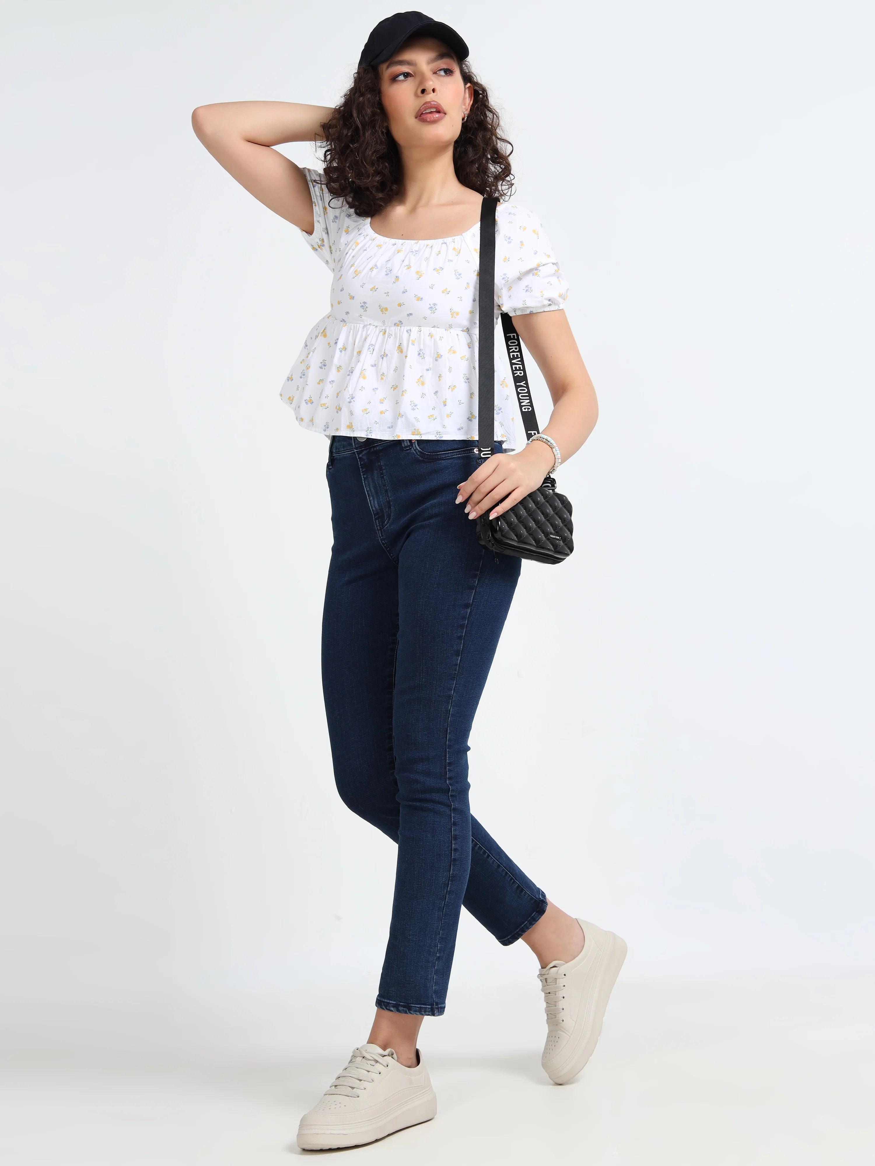 Women Ditsy Printed Crop Top - Image 7