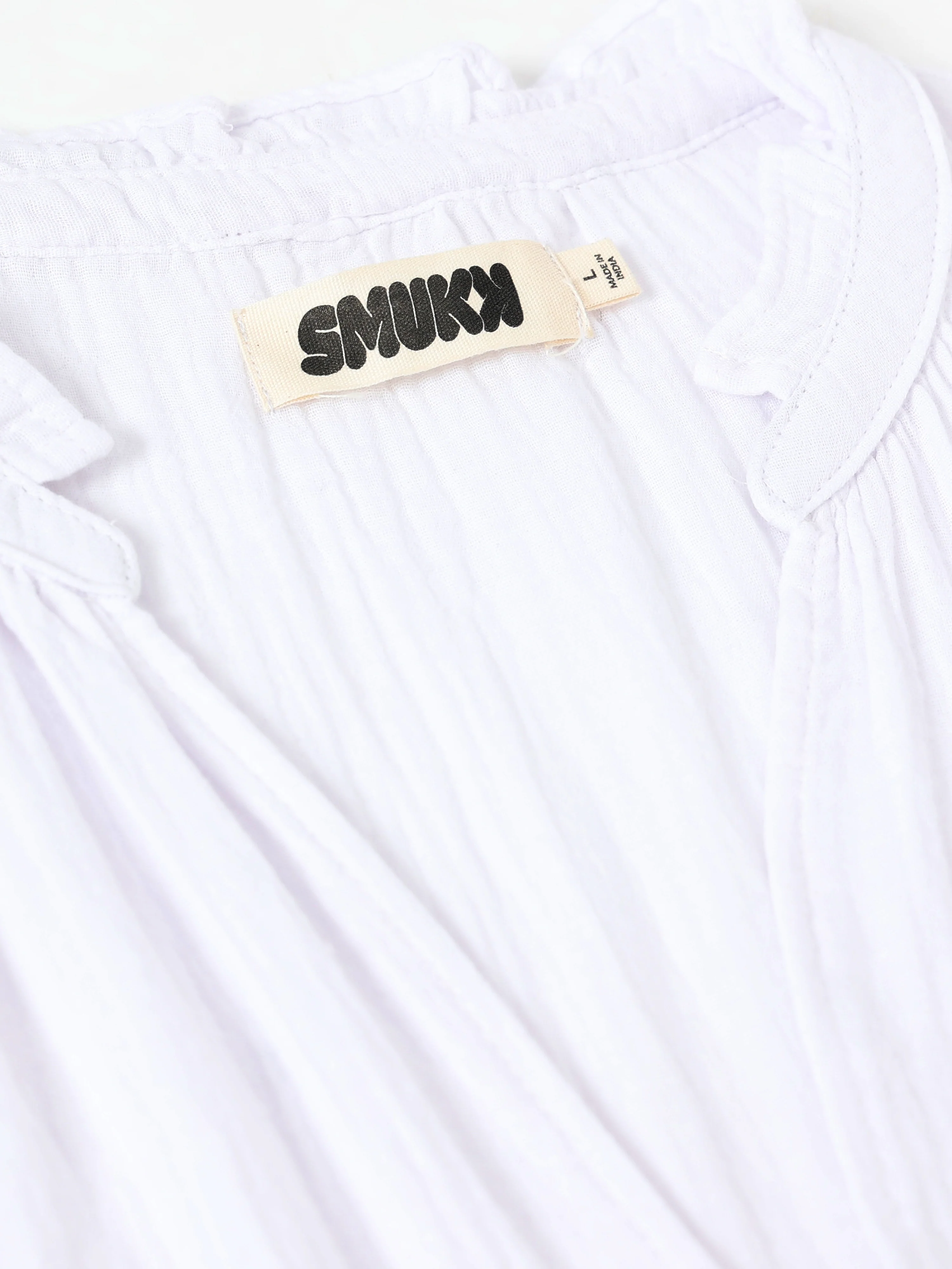 Women White Double Gauze Relaxed Dress - Image 7