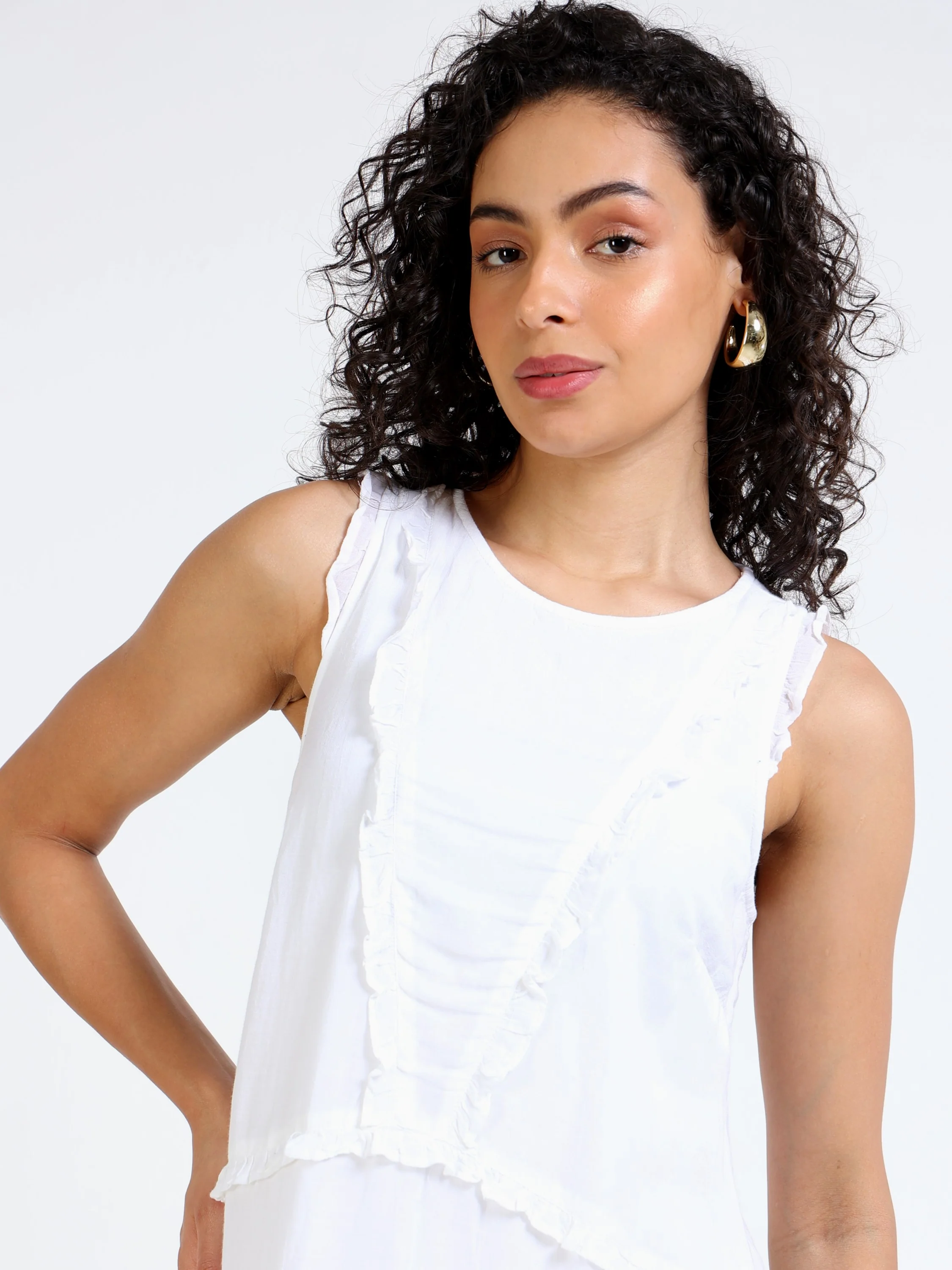 Women White Frilled Dress - Image 3