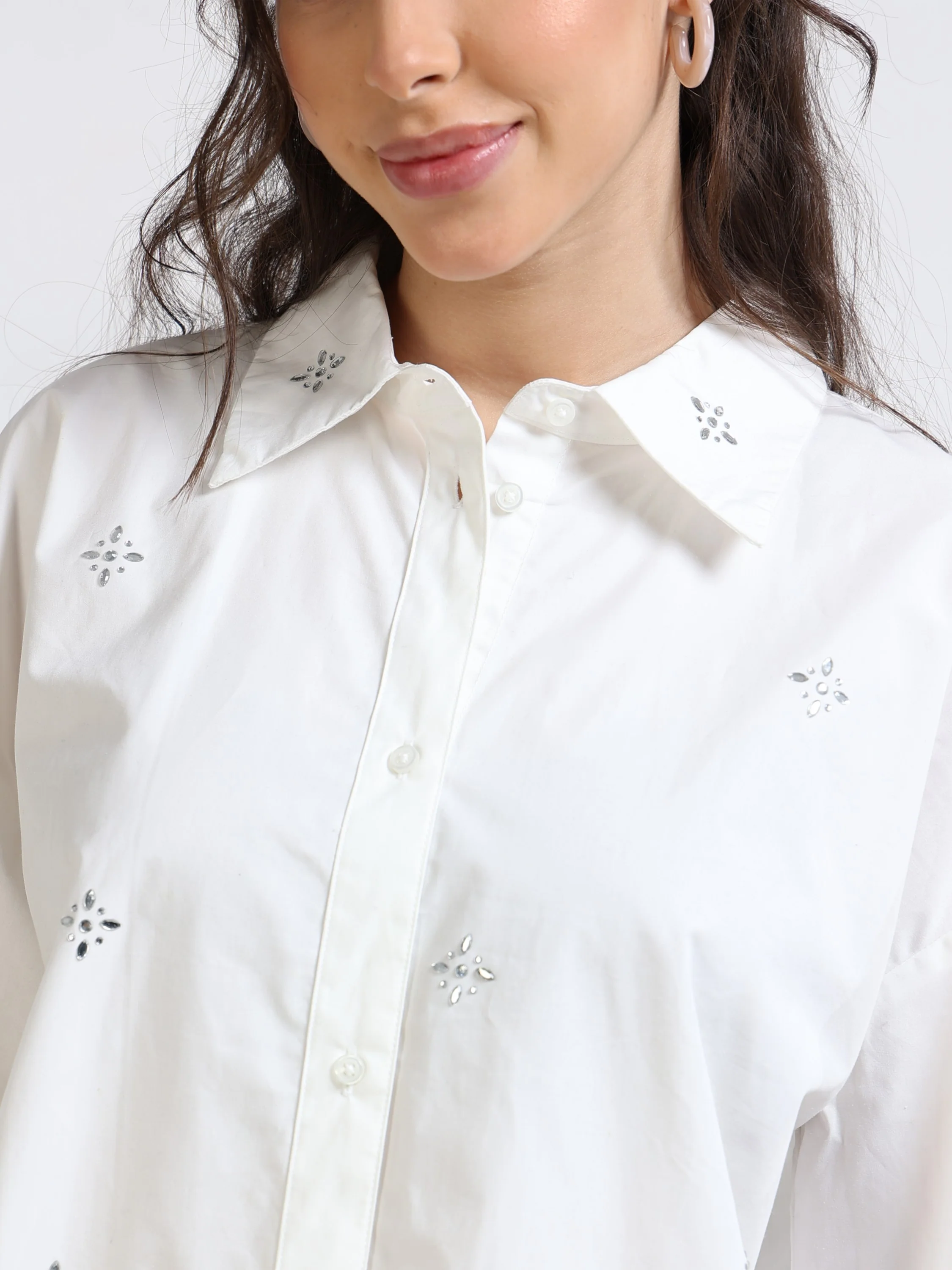Women Embellished Oversized Shirt - Image 2