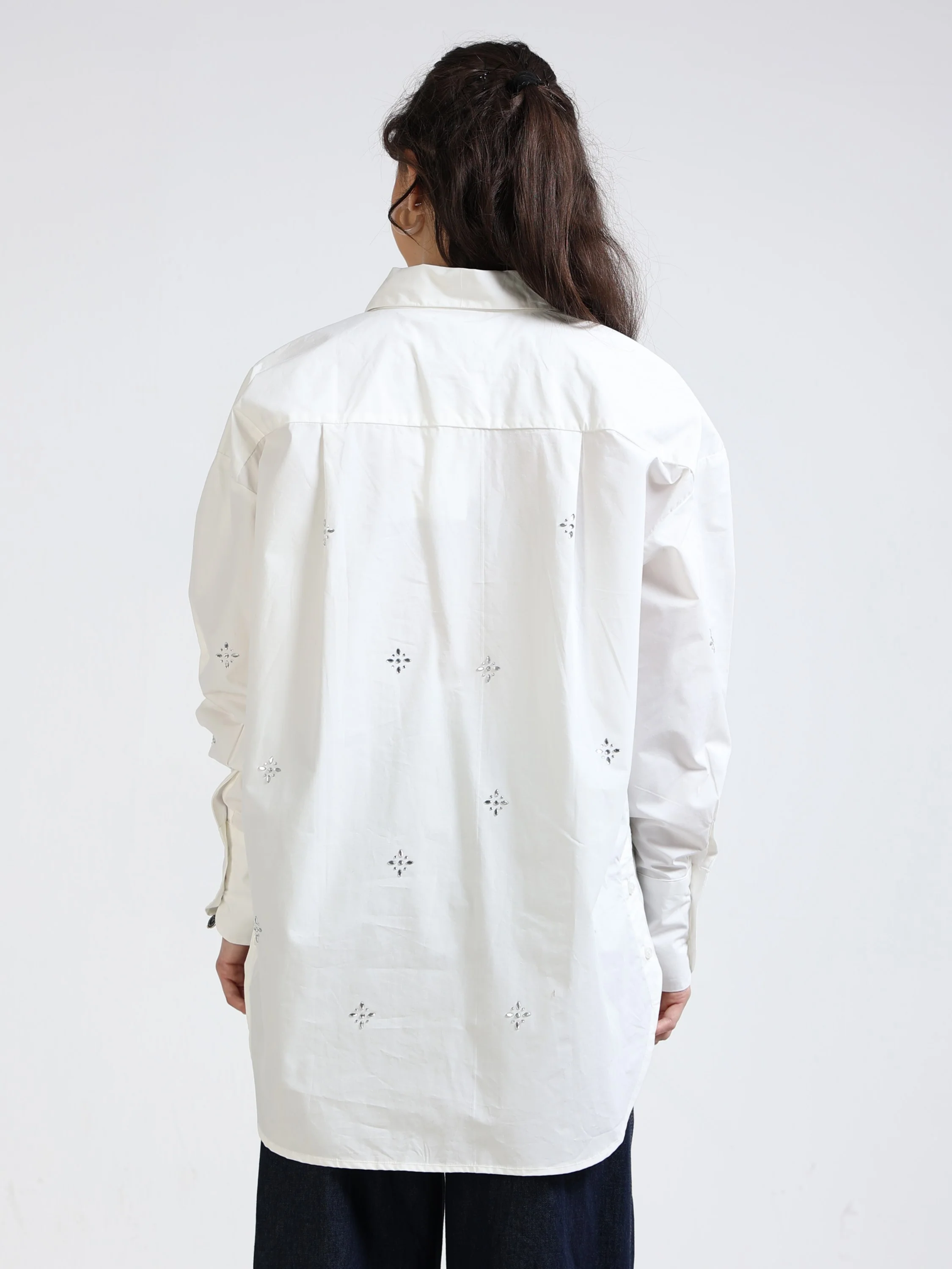 Women Embellished Oversized Shirt - Image 3