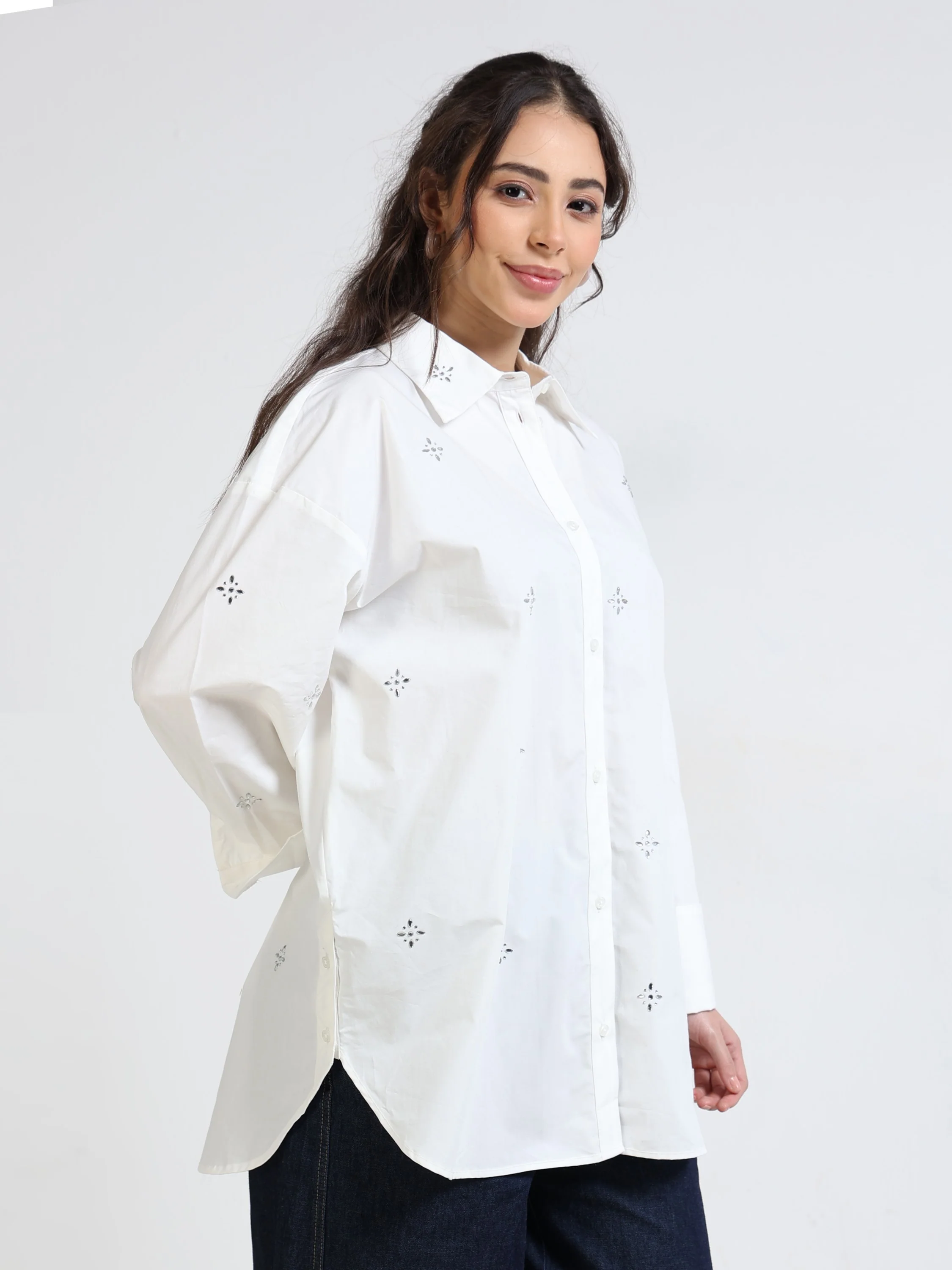 Women Embellished Oversized Shirt - Image 5
