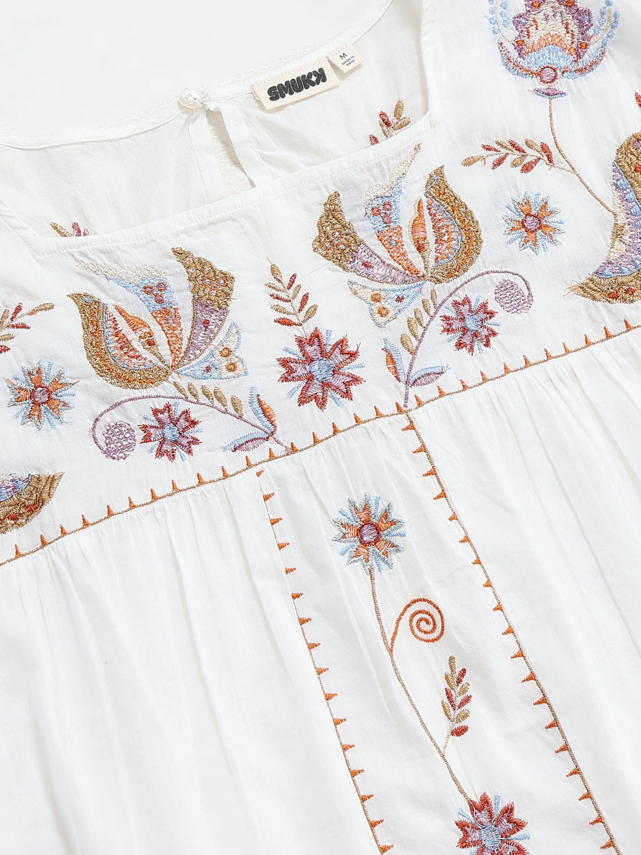 Women White Embroidered Relaxed Top - Image 7