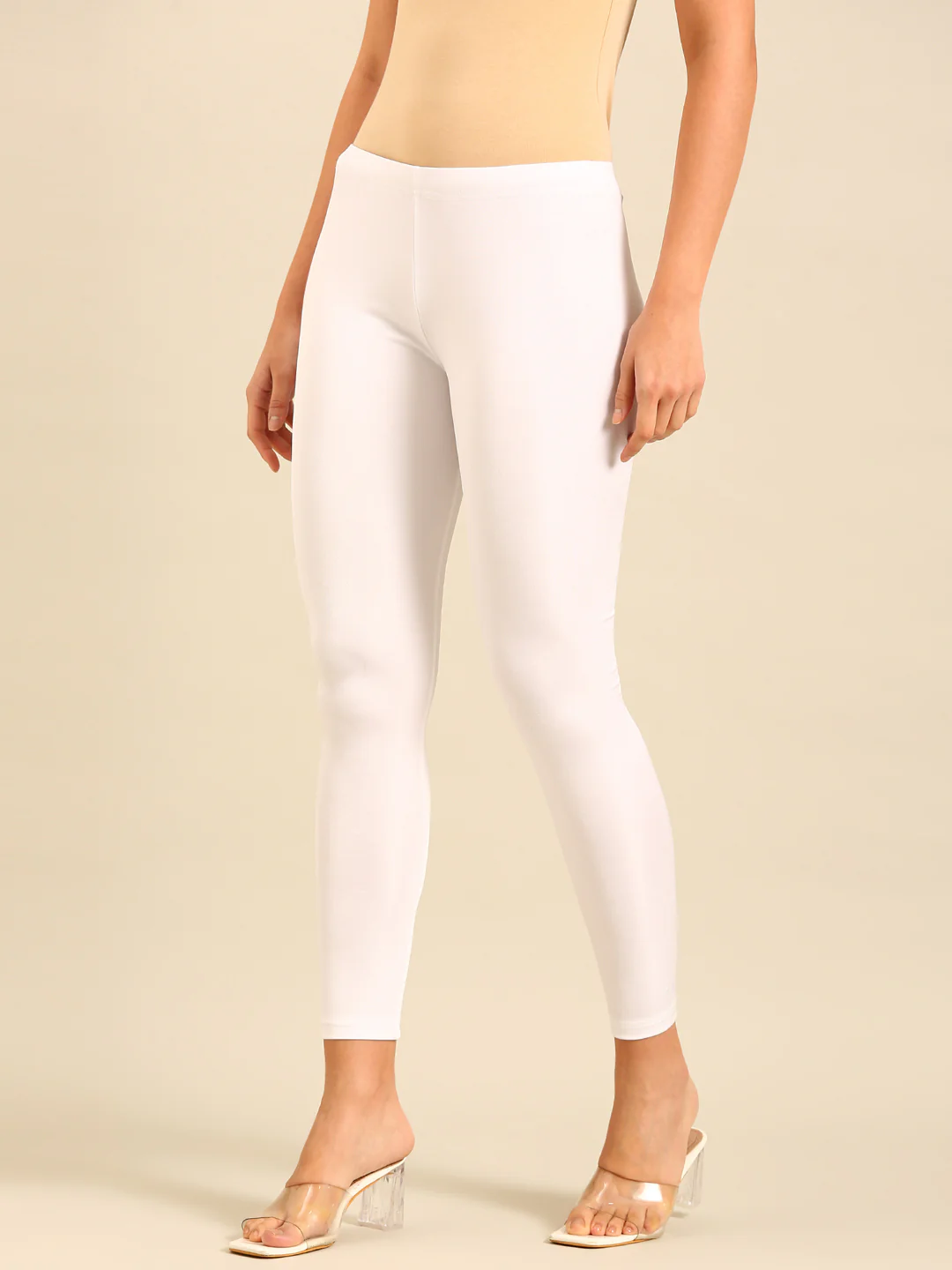 Women White Festive Leggings - Image 2