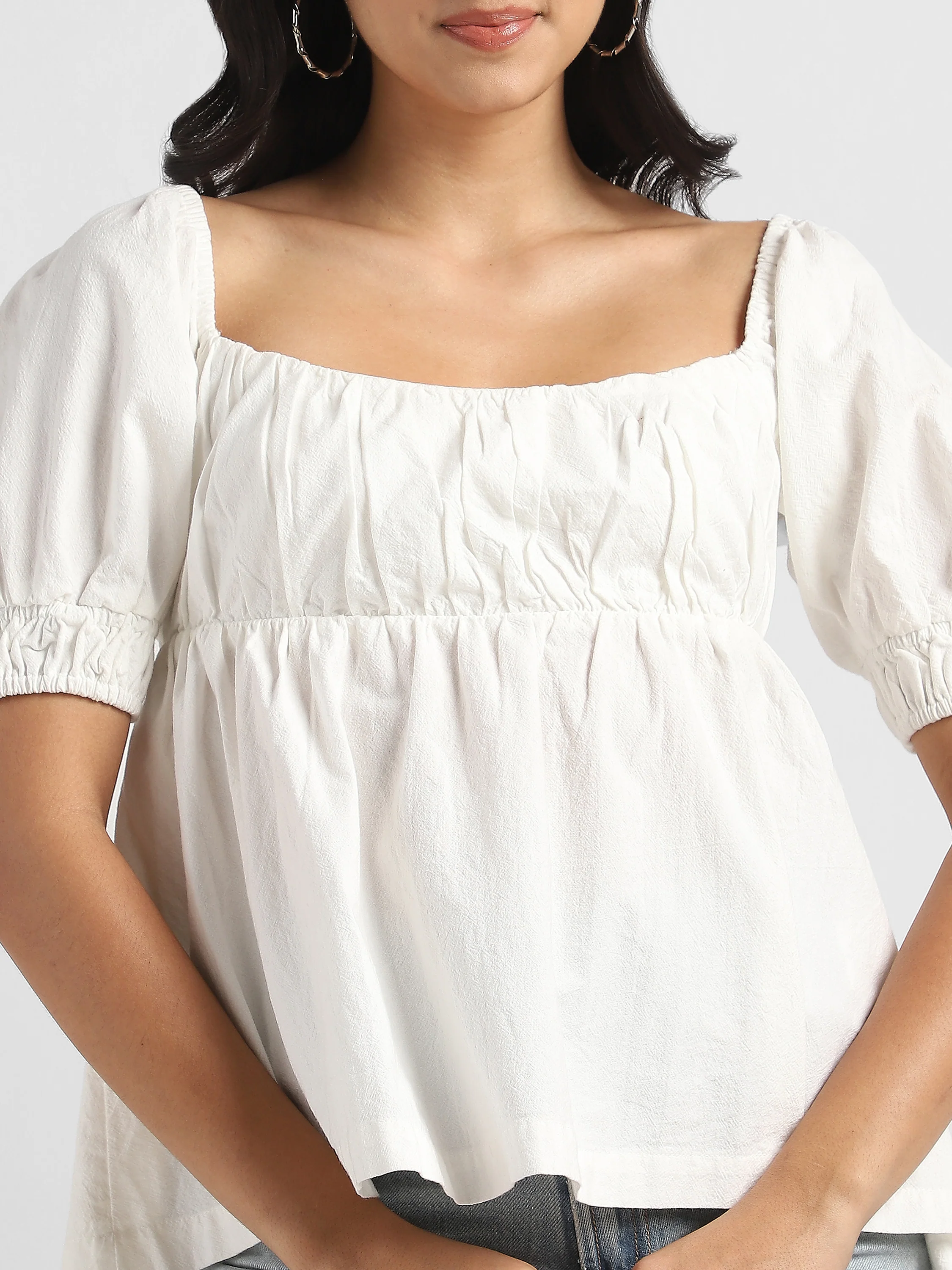 Women White Fit & Flare Back Tie Top - Image 6