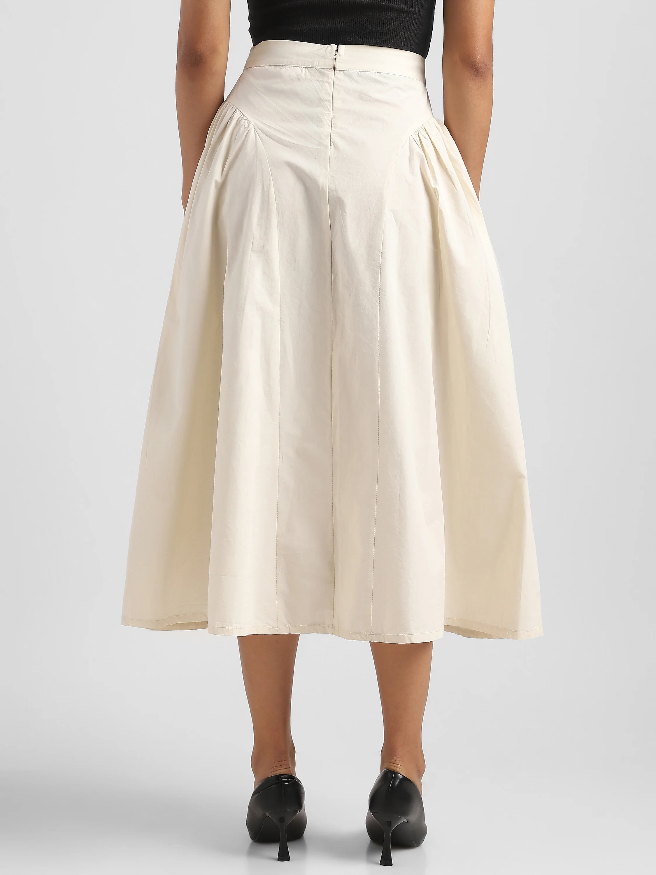 Women White Flared Maxi Skirt - Image 2