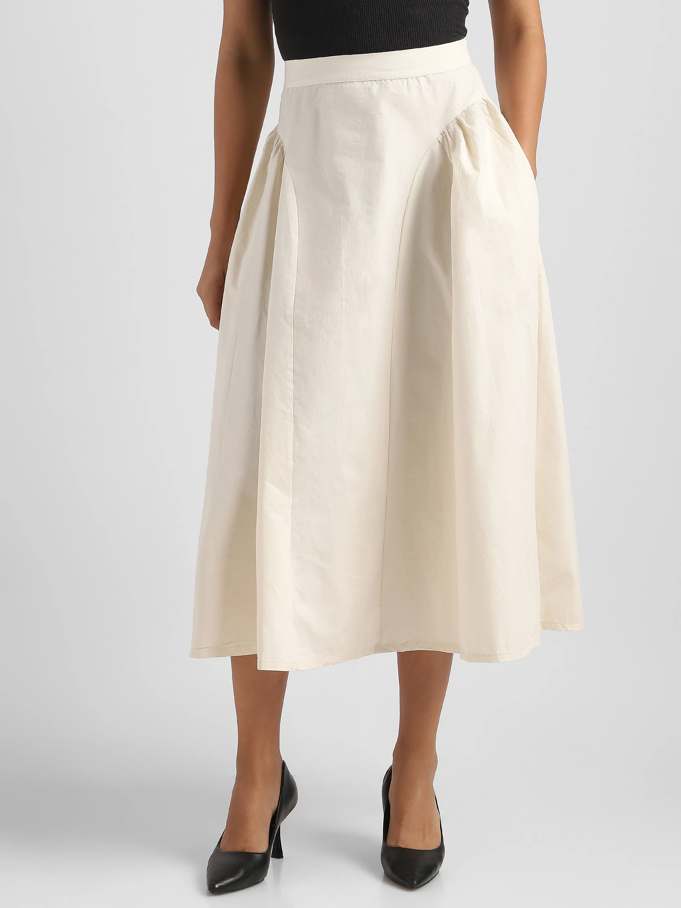 Women White Flared Maxi Skirt - Image 3