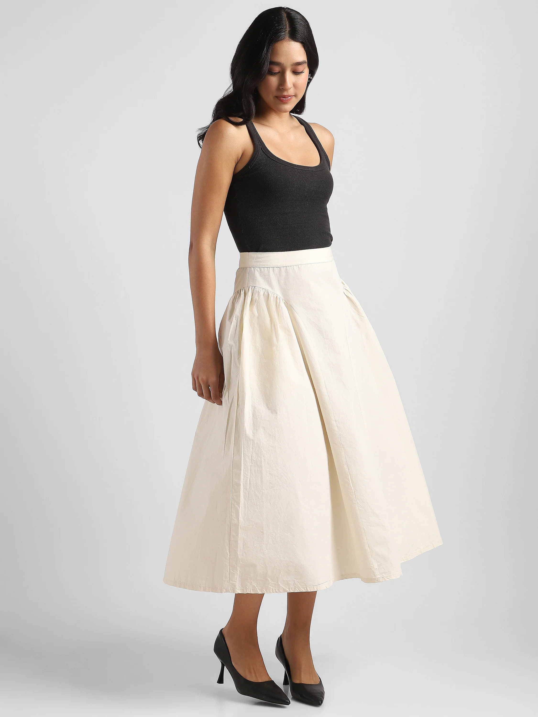 Women White Flared Maxi Skirt - Image 4