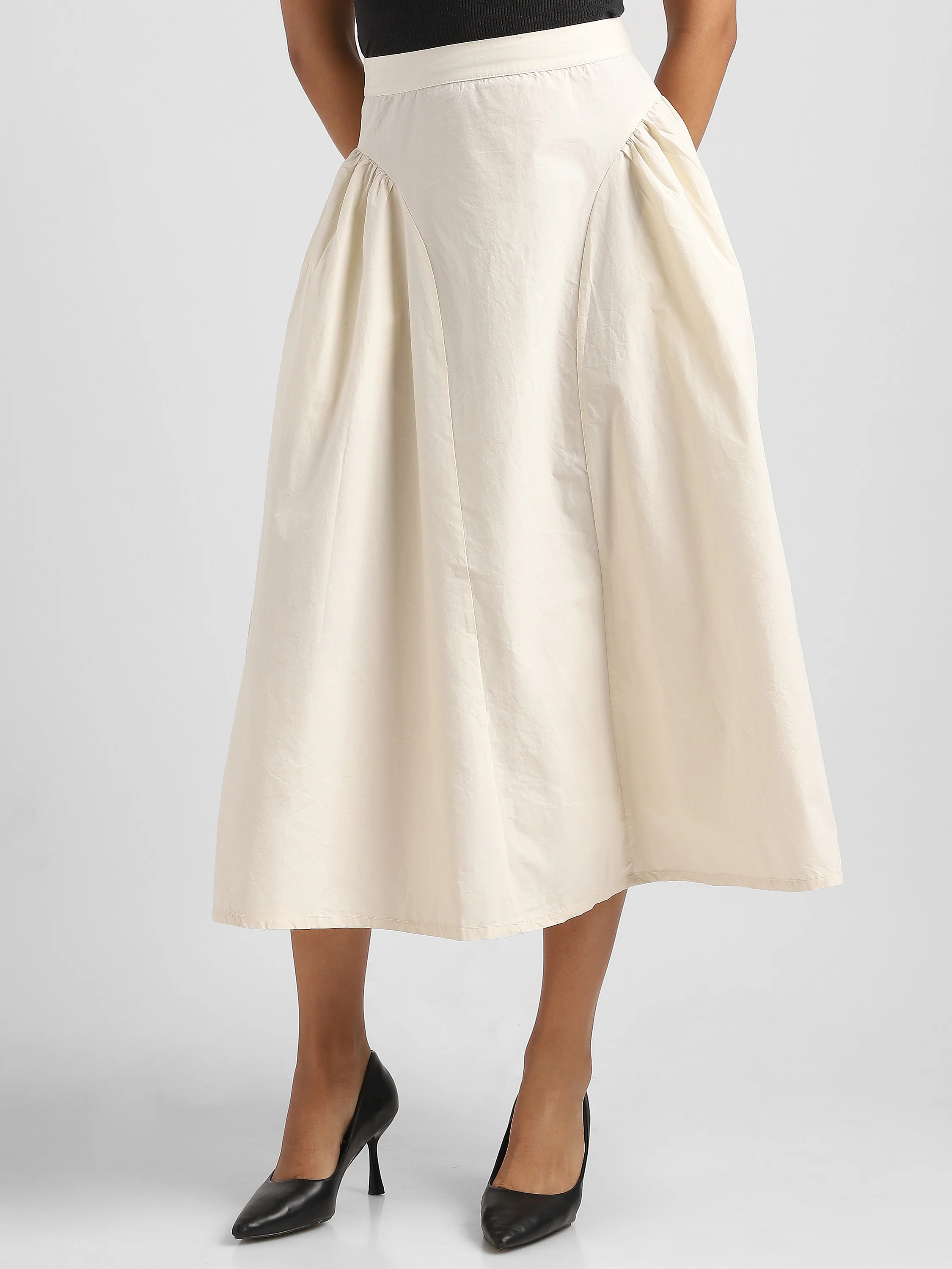 Women White Flared Maxi Skirt - Image 5