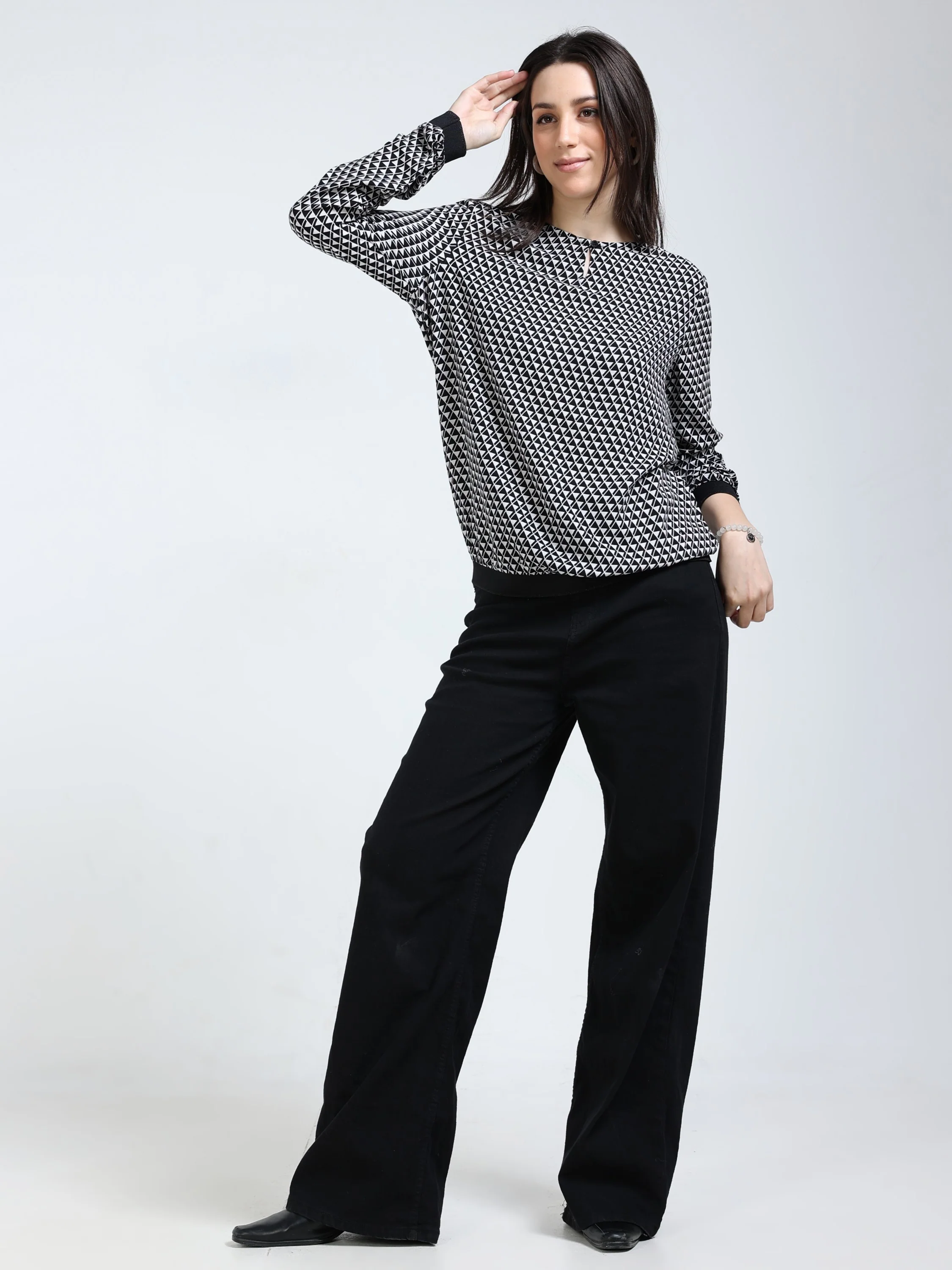 Women White Geometrical Print Top - Image 2