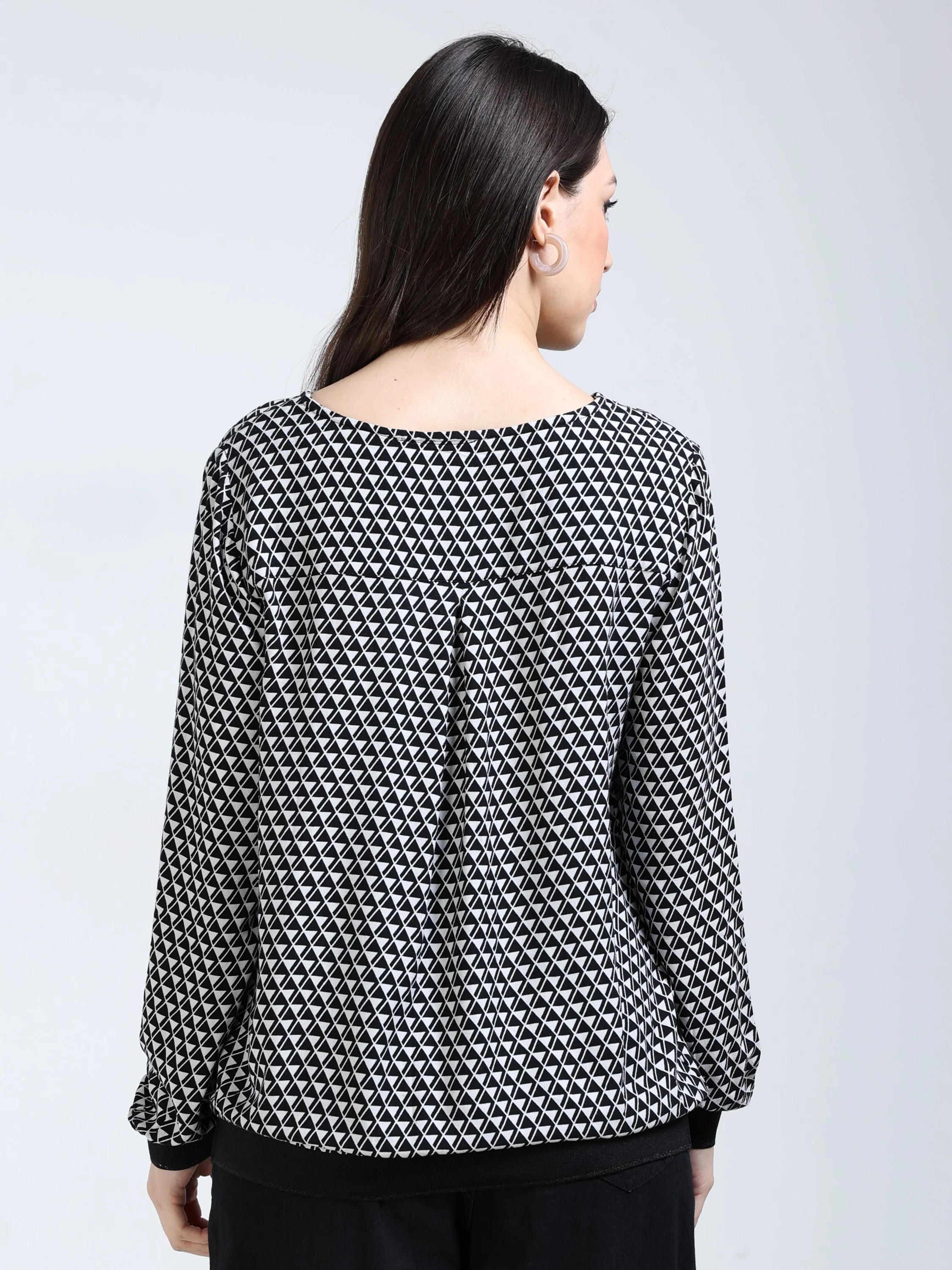 Women White Geometrical Print Top - Image 3