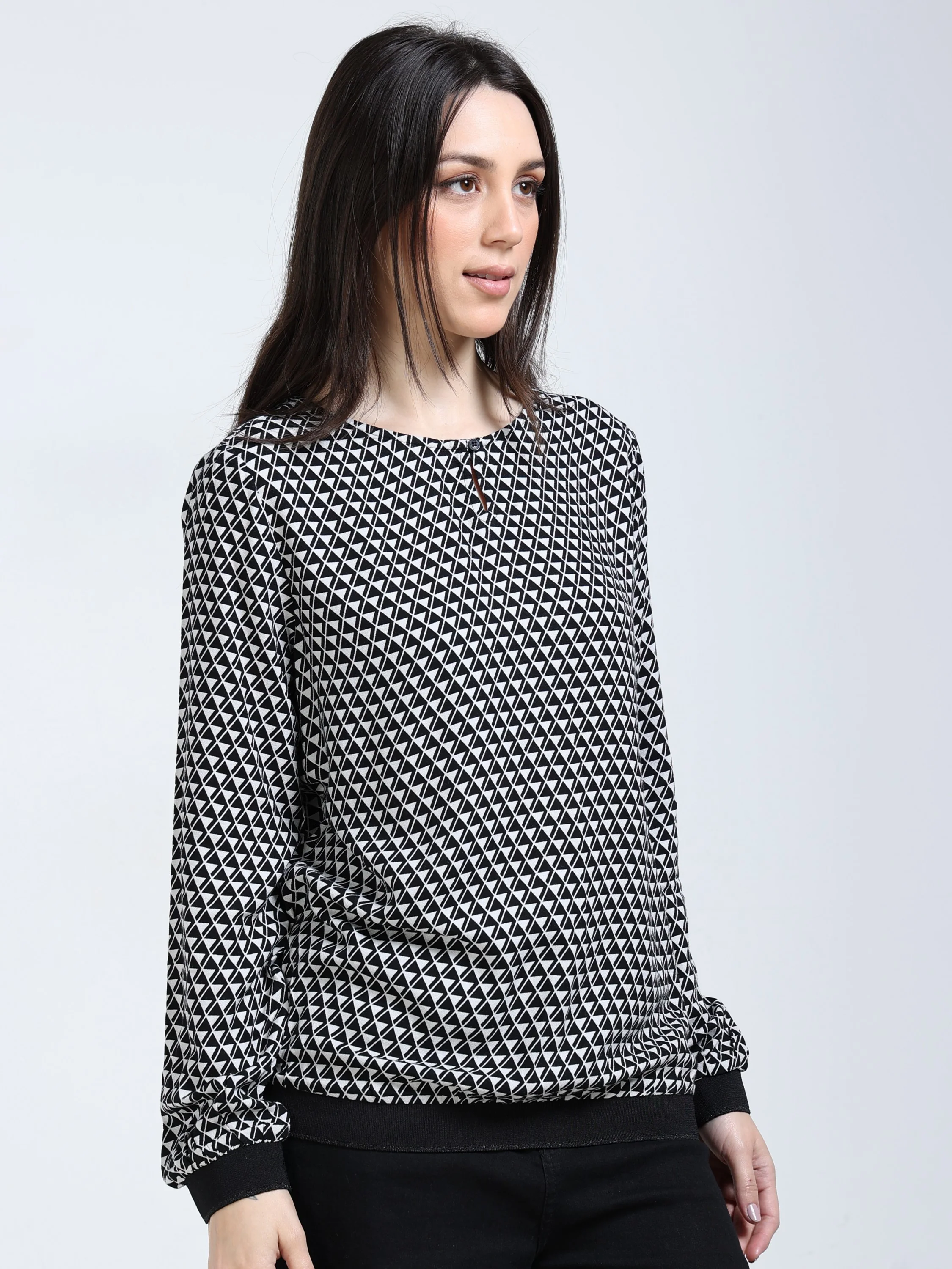 Women White Geometrical Print Top - Image 5