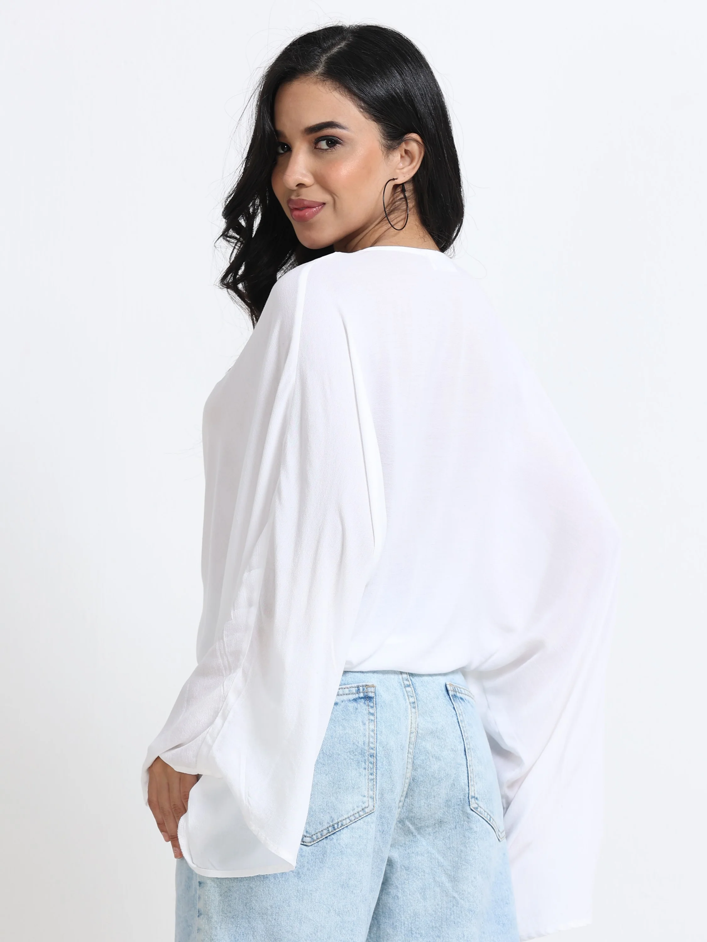 Women White Front Tie Crop Top - Image 4