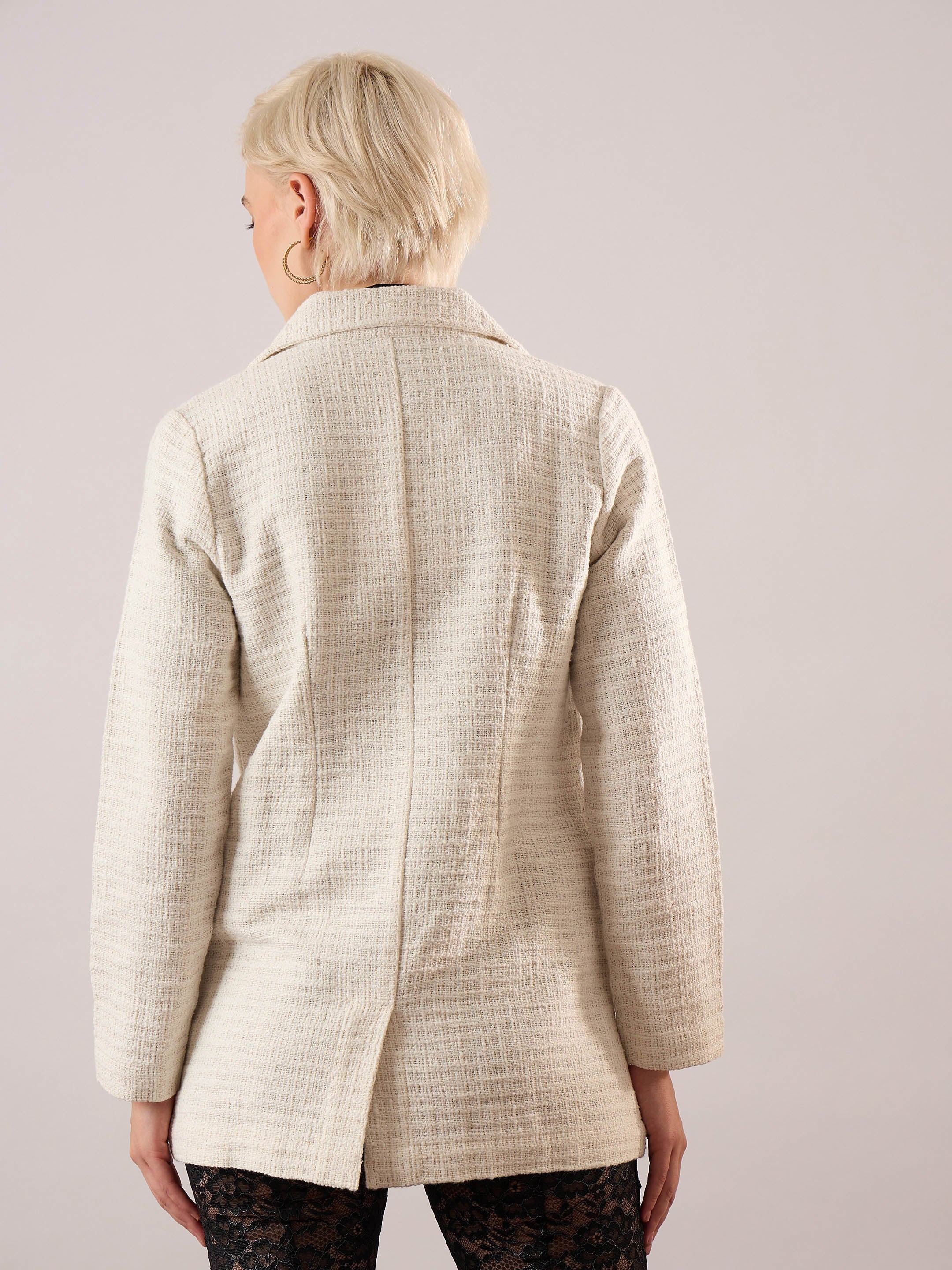 Women White Full Sleeve Blazer - Image 5