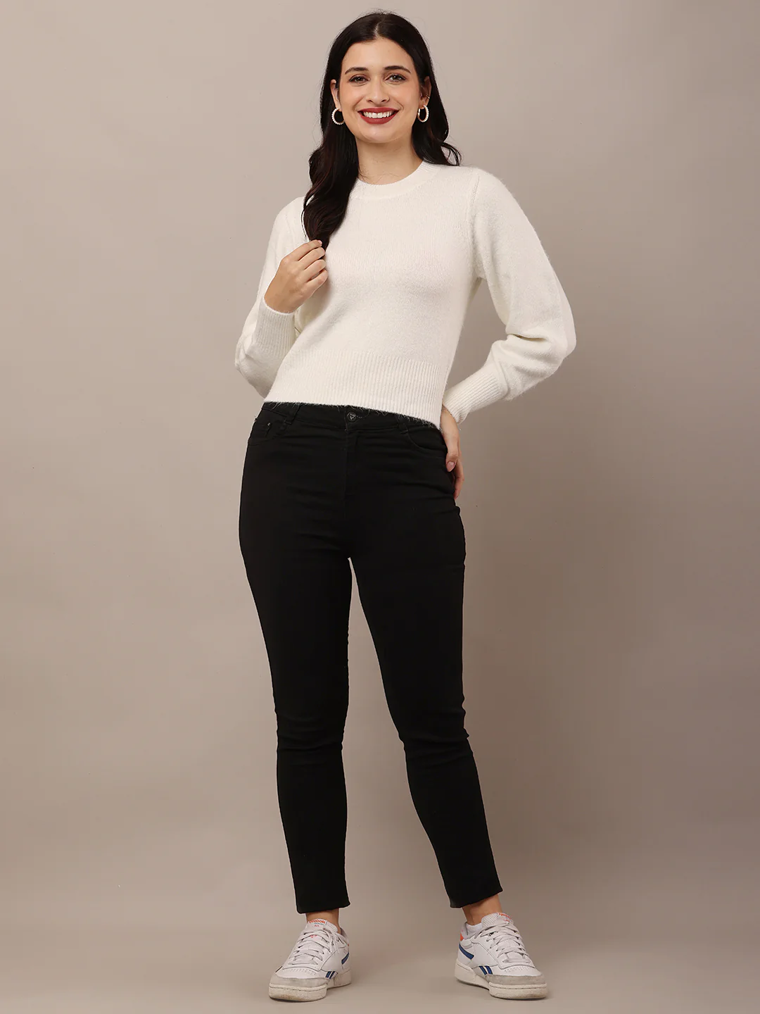 Women White Furr Sweater - Image 3