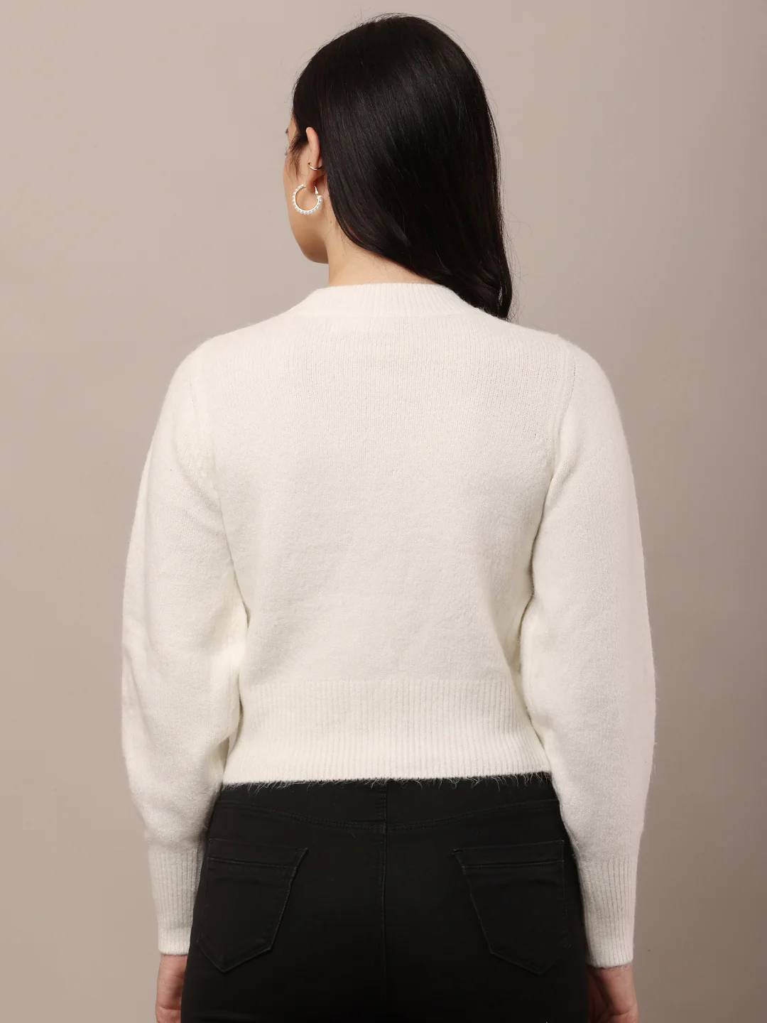 Women White Furr Sweater - Image 4