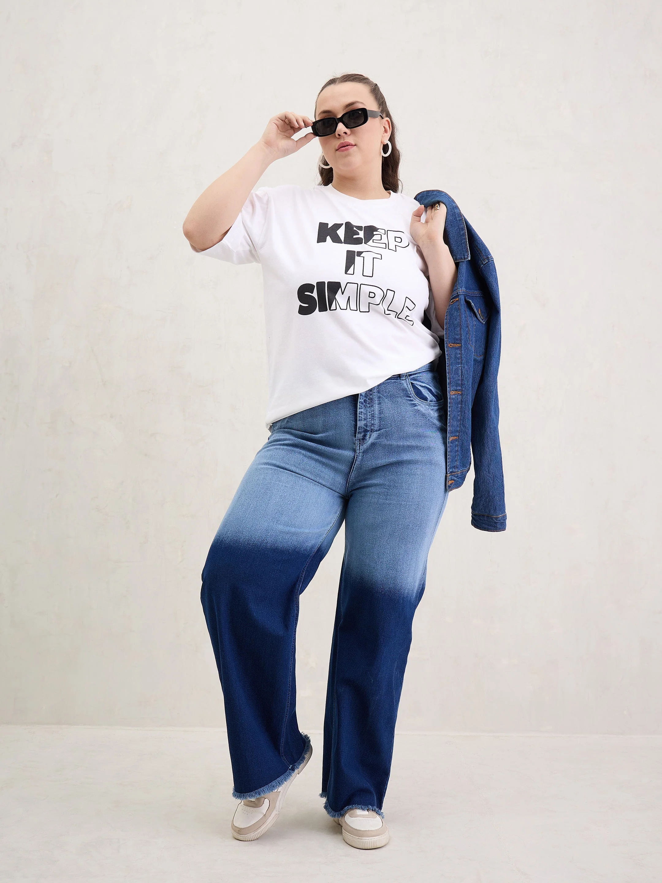 Women White Graphic Keep It Simple Print T-Shirt - Image 2
