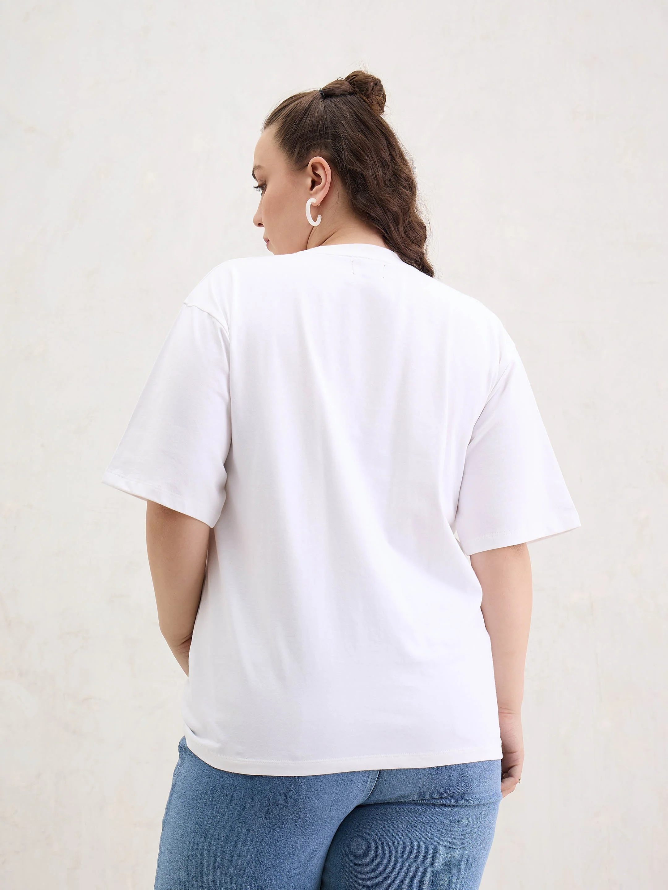 Women White Graphic Keep It Simple Print T-Shirt - Image 5