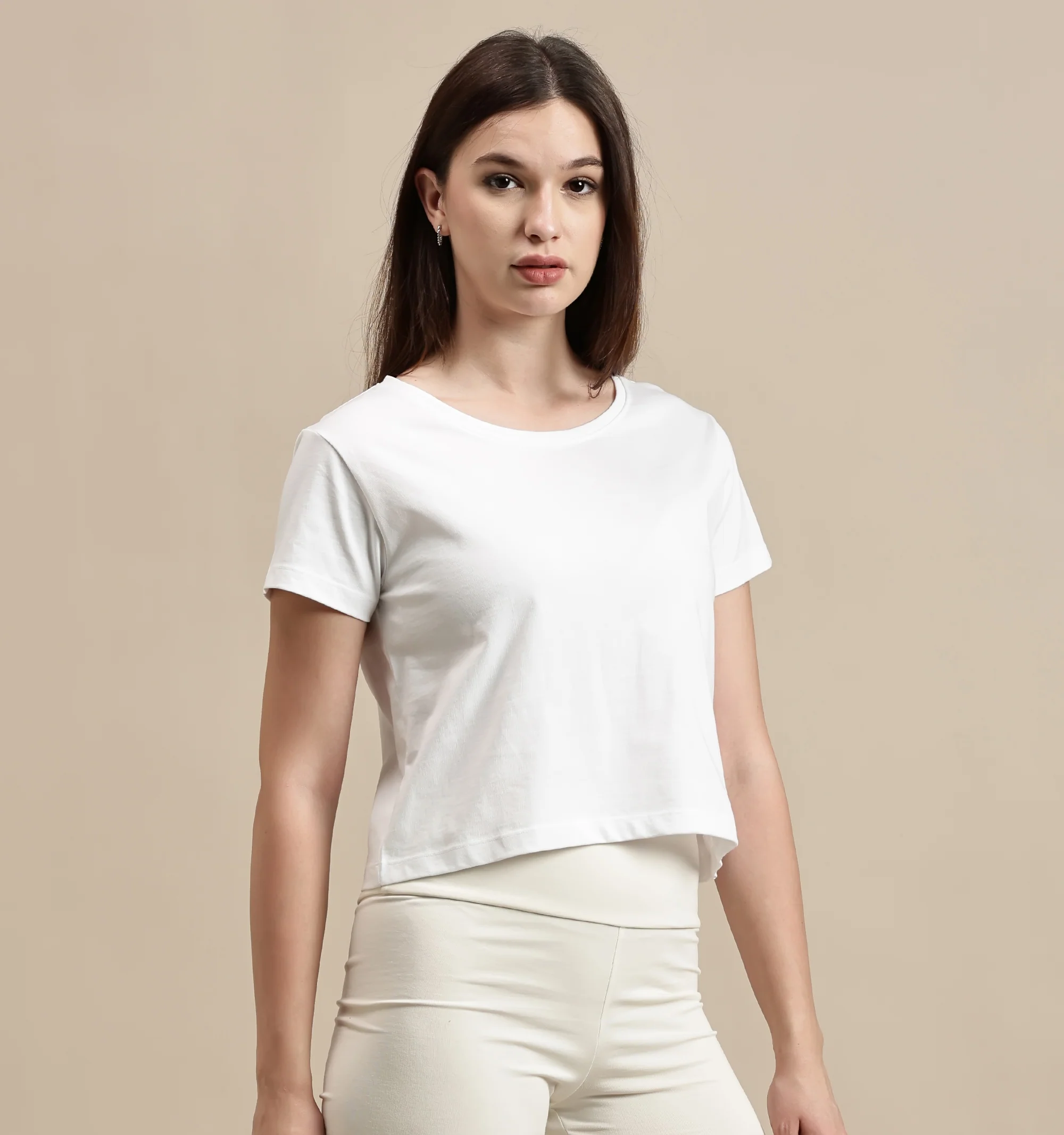 Women White Half Sleeve Crop Top - Image 2