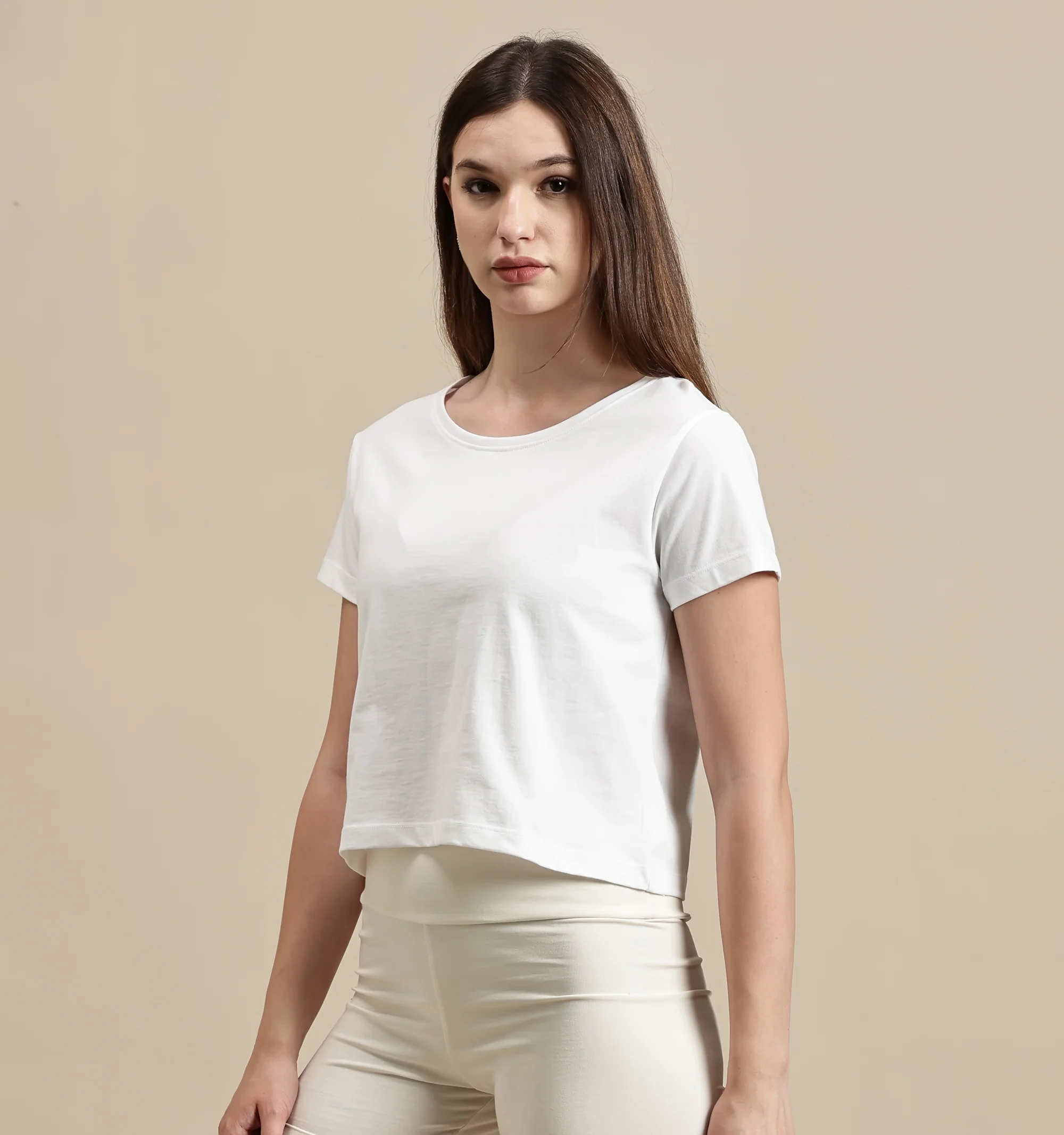 Women White Half Sleeve Crop Top - Image 5