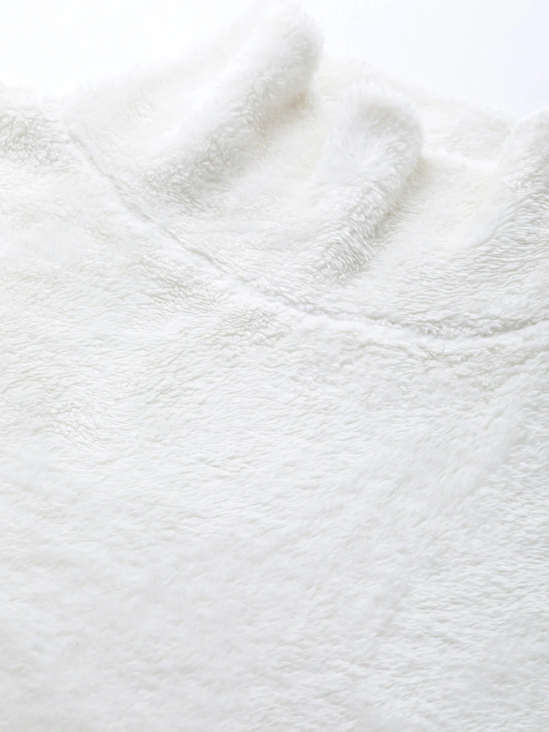 Women White High Neck Faux Fur Sweatshirt - Image 5
