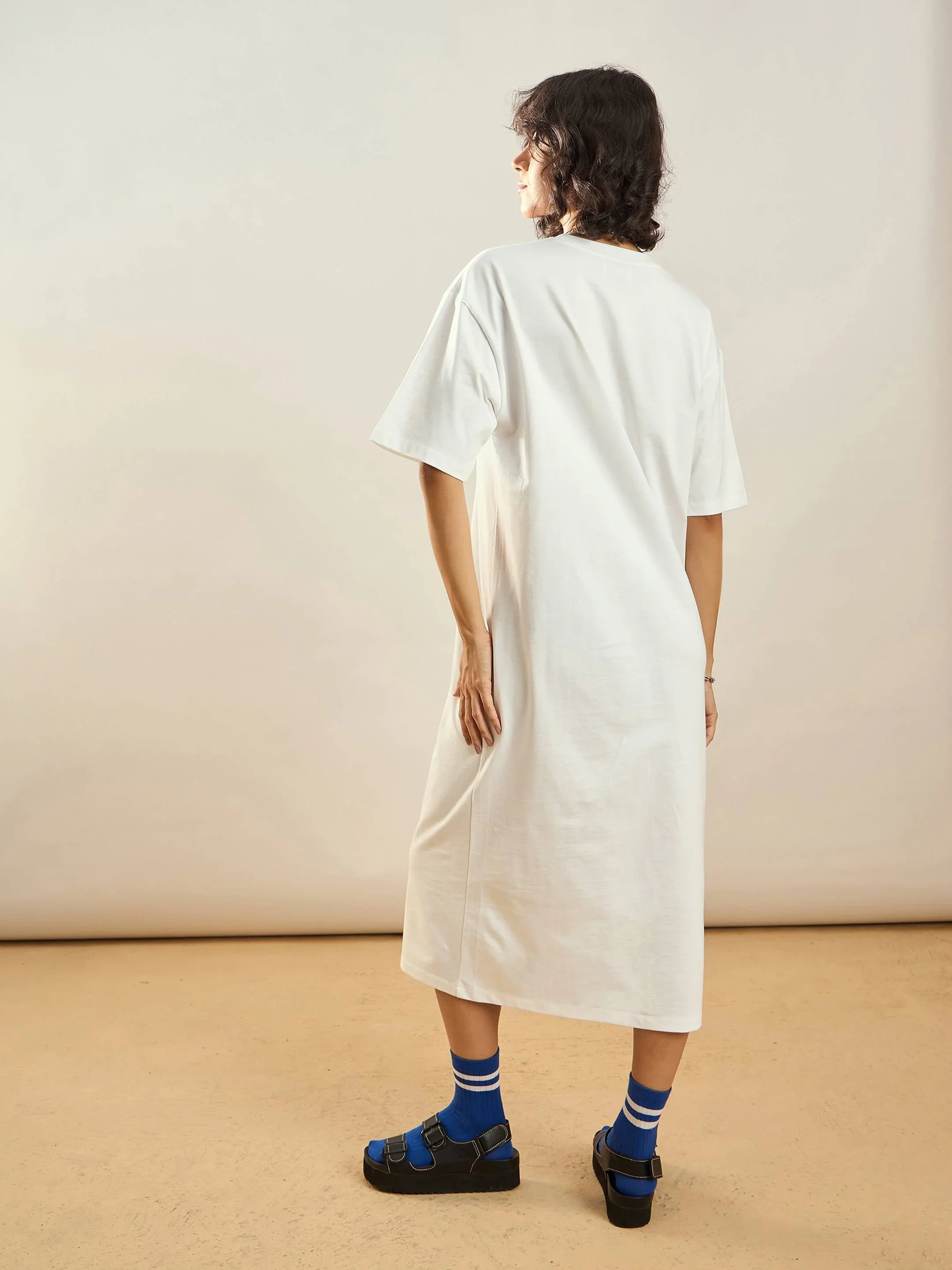 Women White MILANO Printed T-Shirt Dress - Image 2