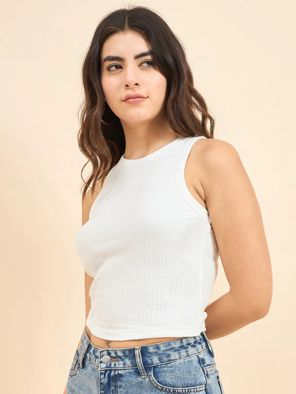 Women White Odor-Free Sleeveless Tank - Image 3