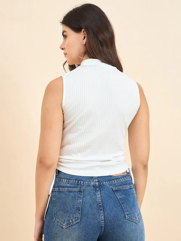 Women White Odor-Free Sleeveless Top - Image 2