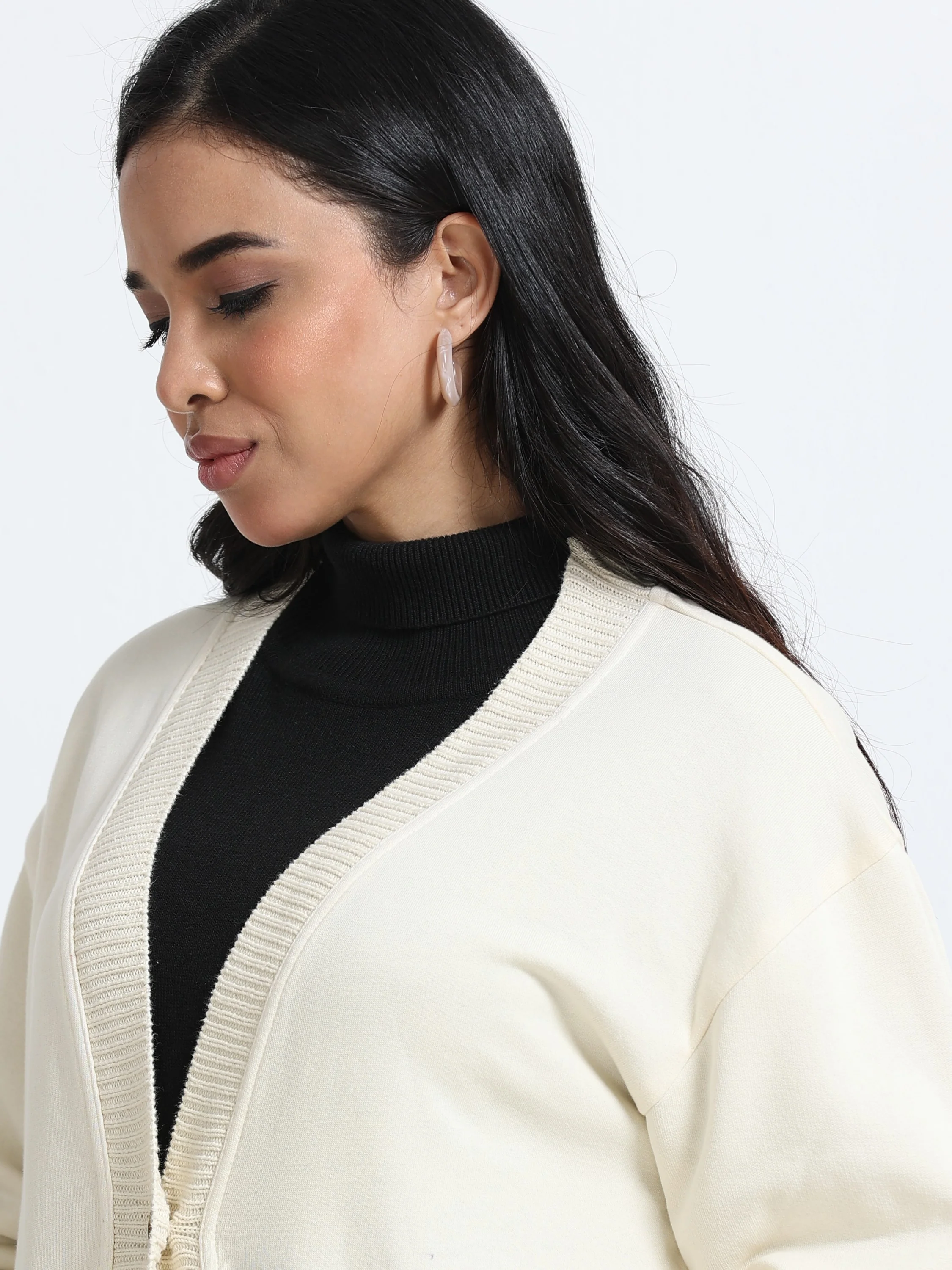 Women Off-White Oversized Cardigan - Image 5
