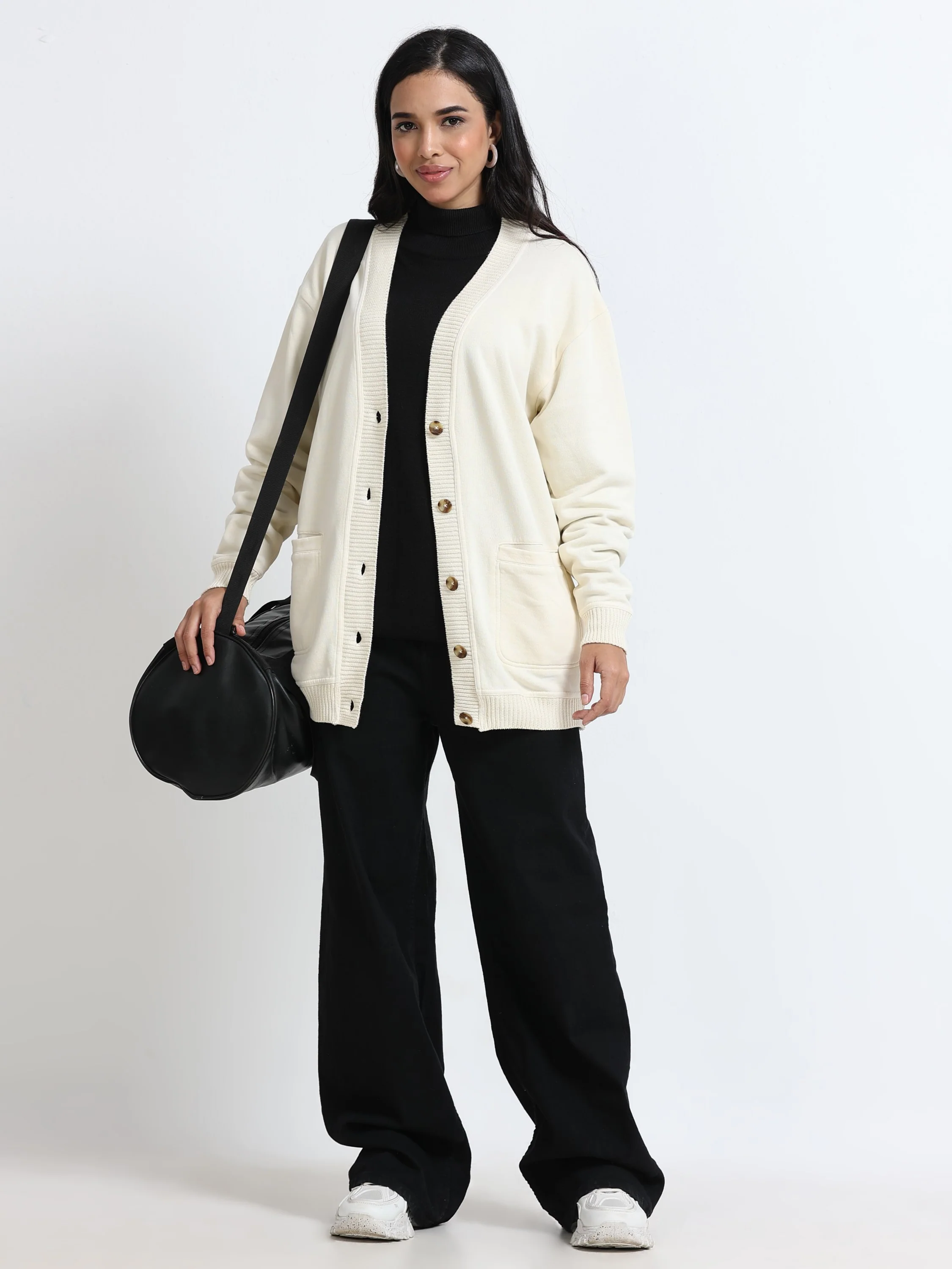 Women Off-White Oversized Cardigan - Image 7