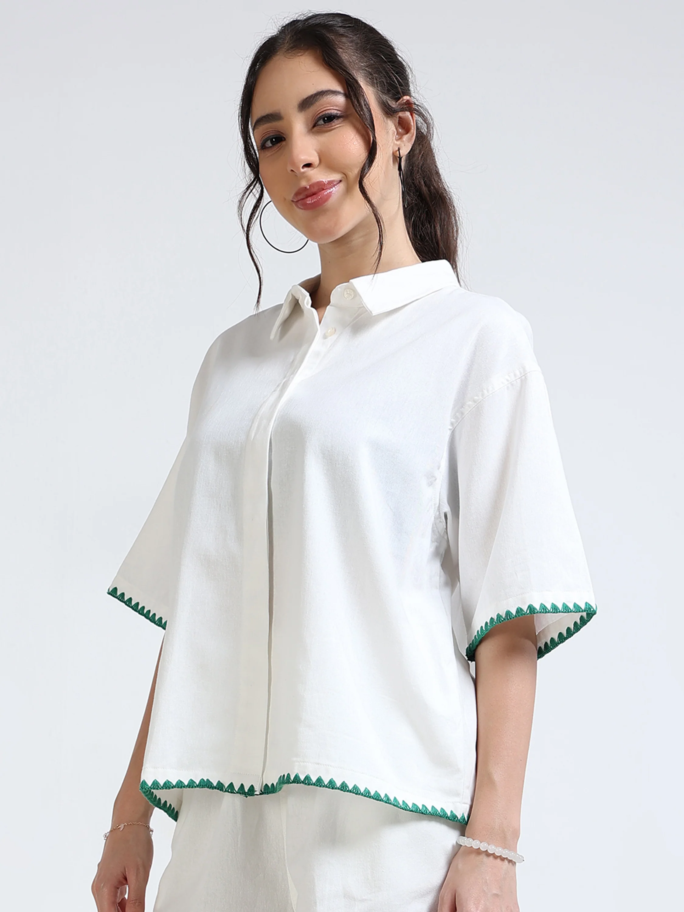 Women Oversized Embroidered Shirt - Image 2