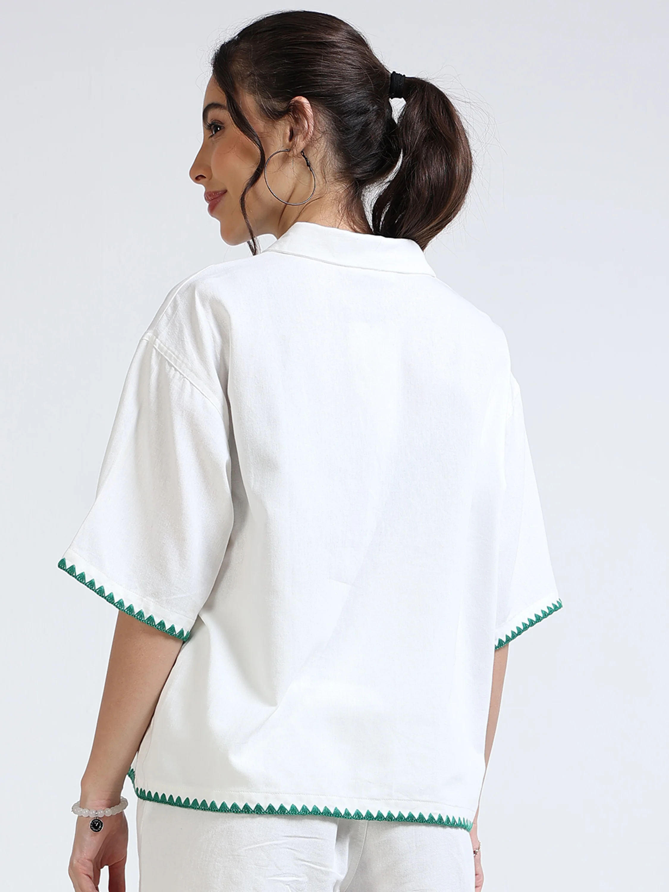 Women Oversized Embroidered Shirt - Image 3