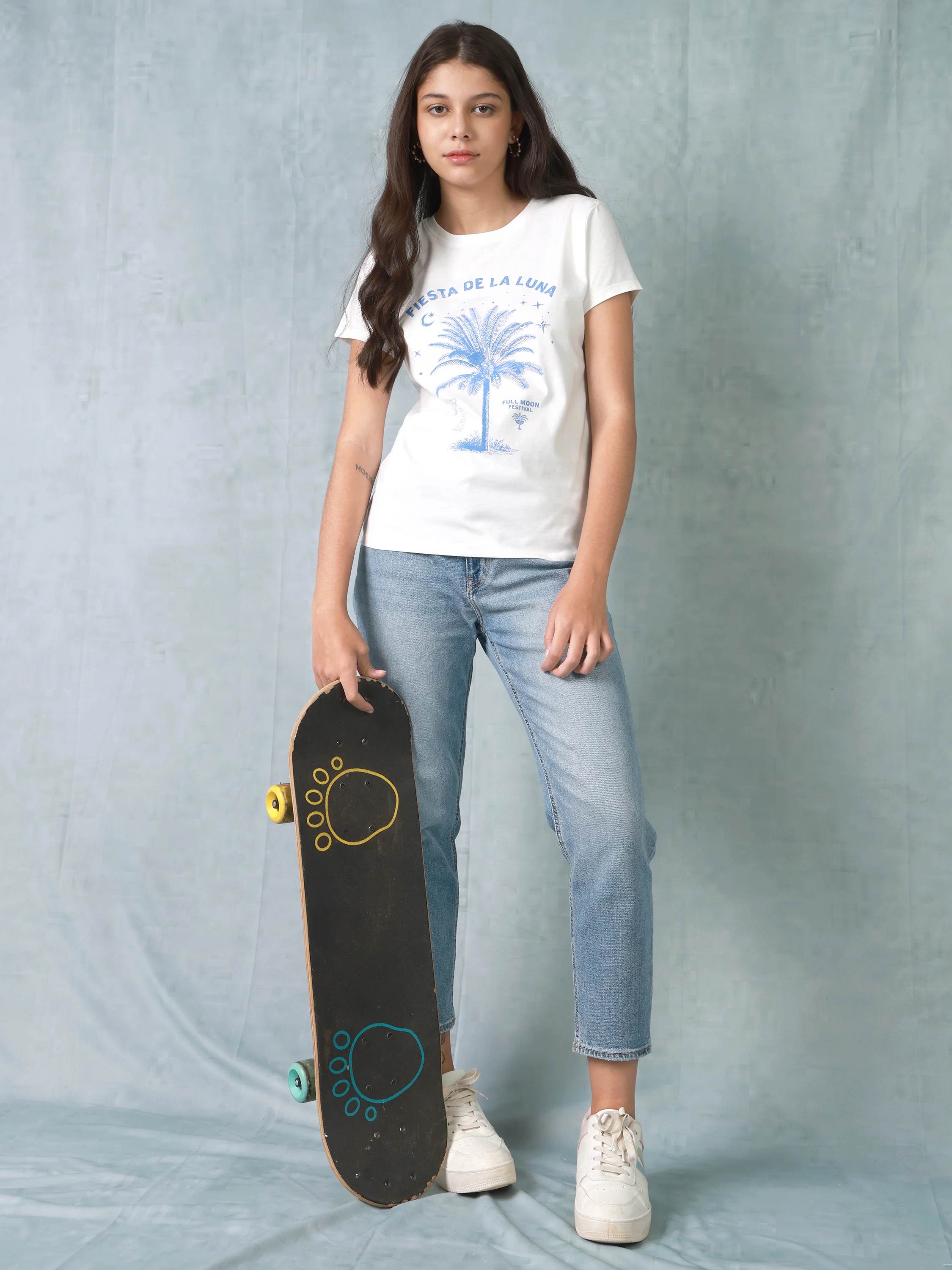Women White Palm Organic Cotton T-shirt - Image 2